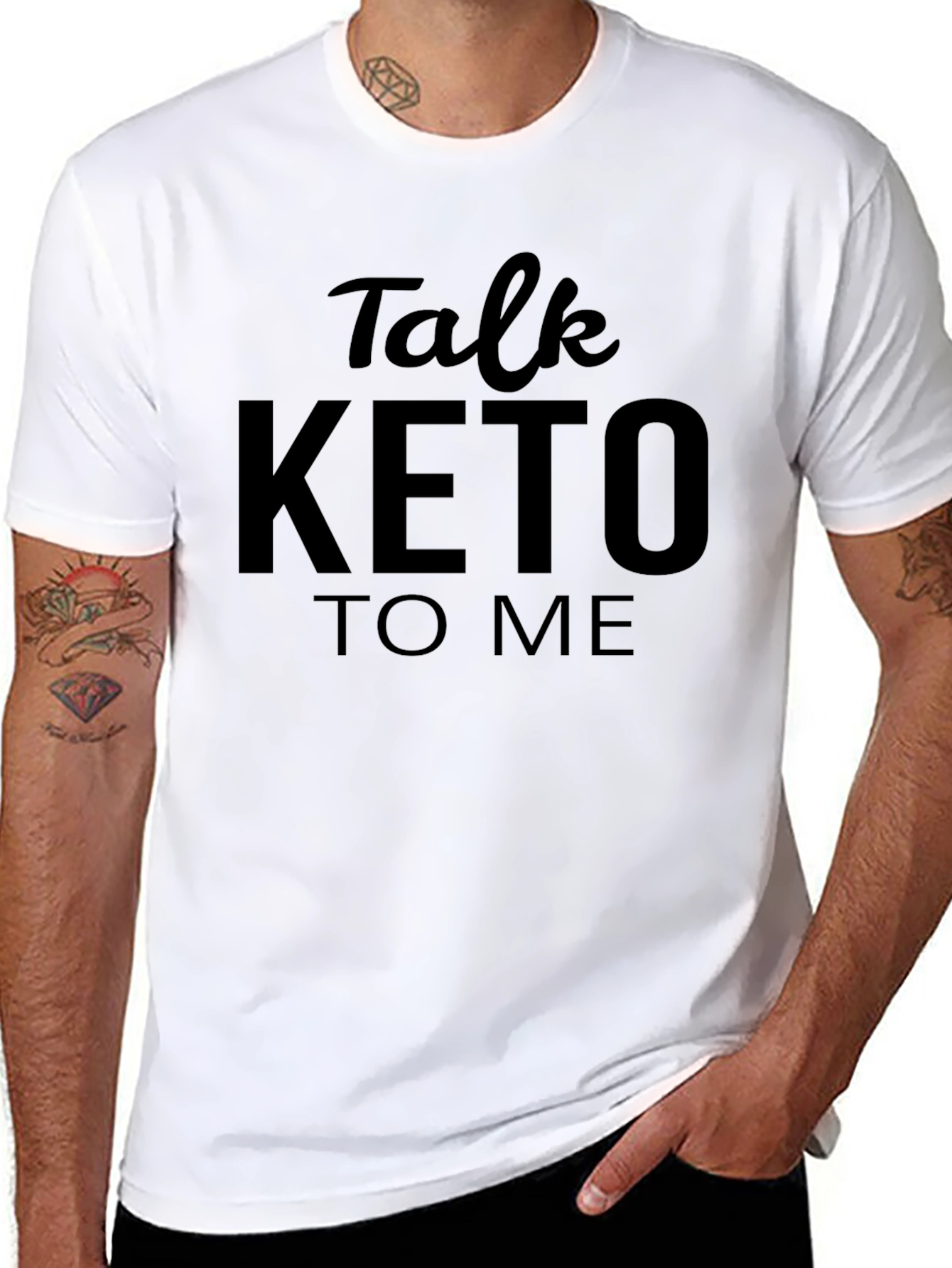 Black Talk Keto To Me Graphic Tee - Unisex Black T-Shirt view 8