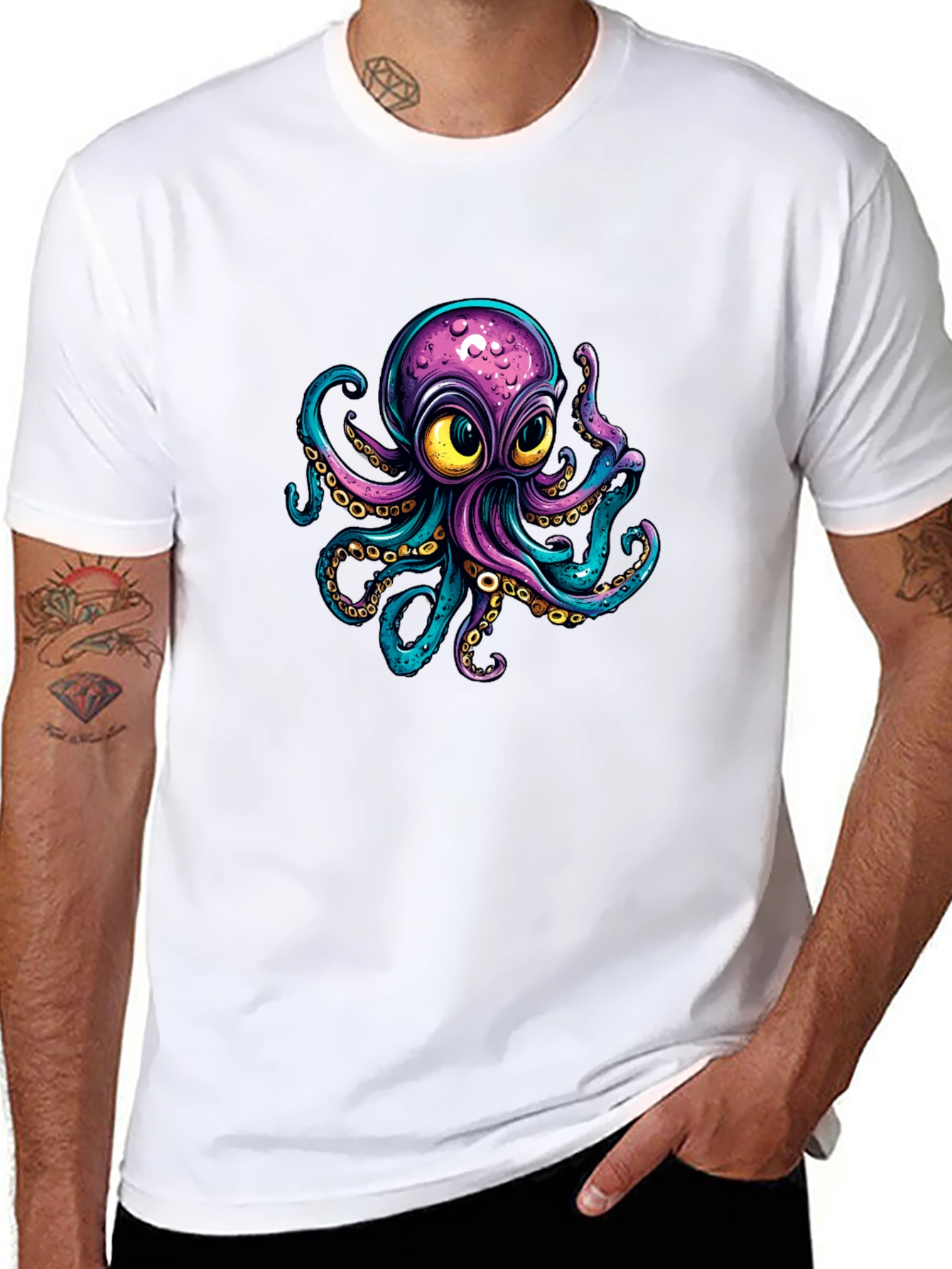 Black Octopus Graphic T-Shirt - Unique Design Tee view 8