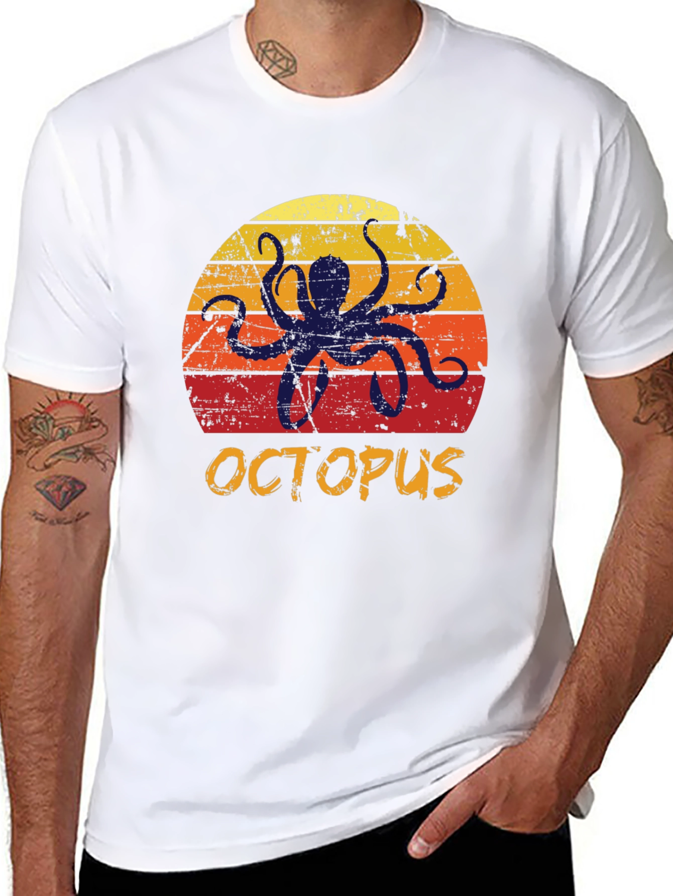 Black Retro Octopus Graphic T-Shirt view 8
