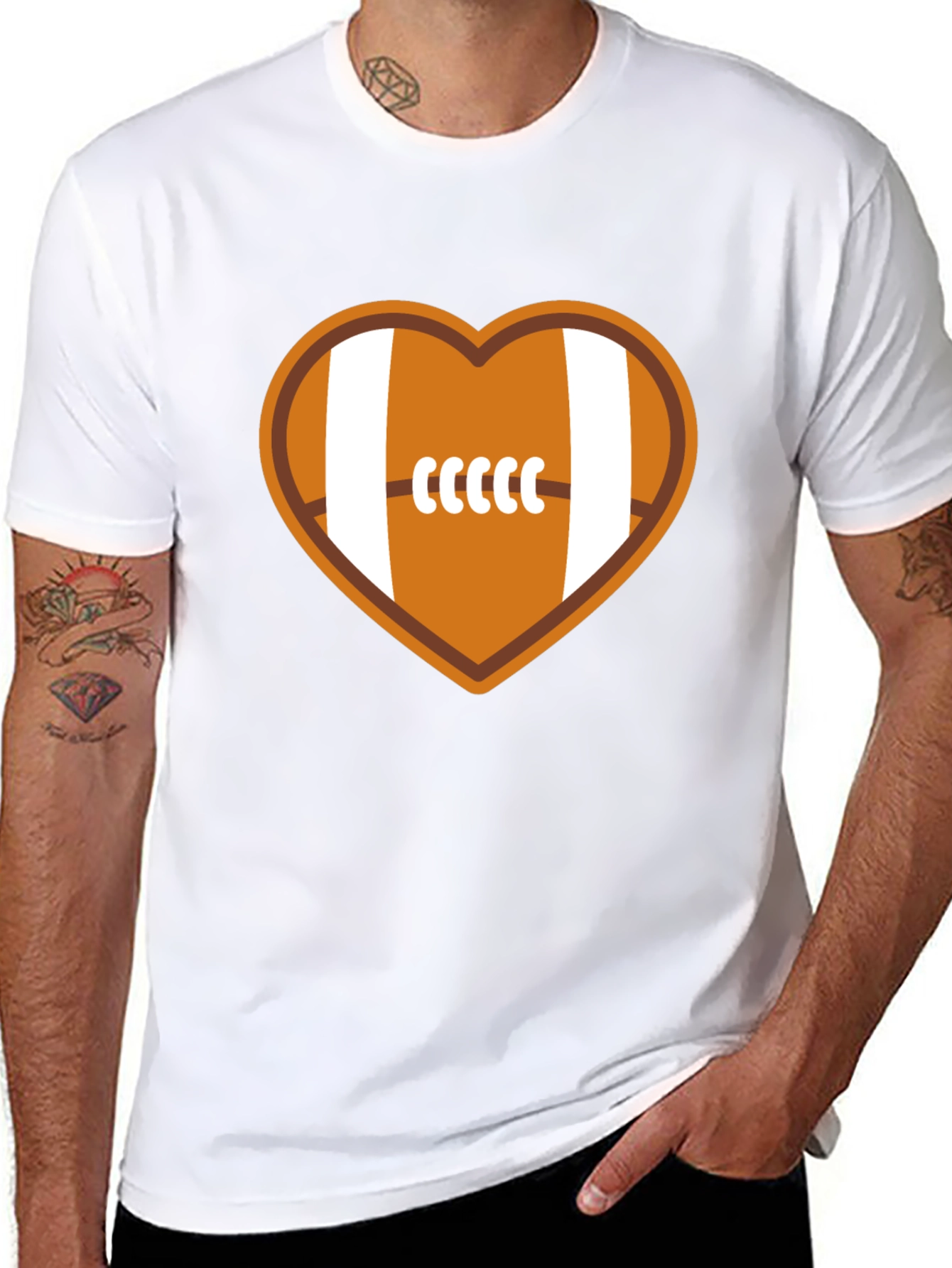 Black Football Heart Graphic Tee - Soft Cotton Blend view 8