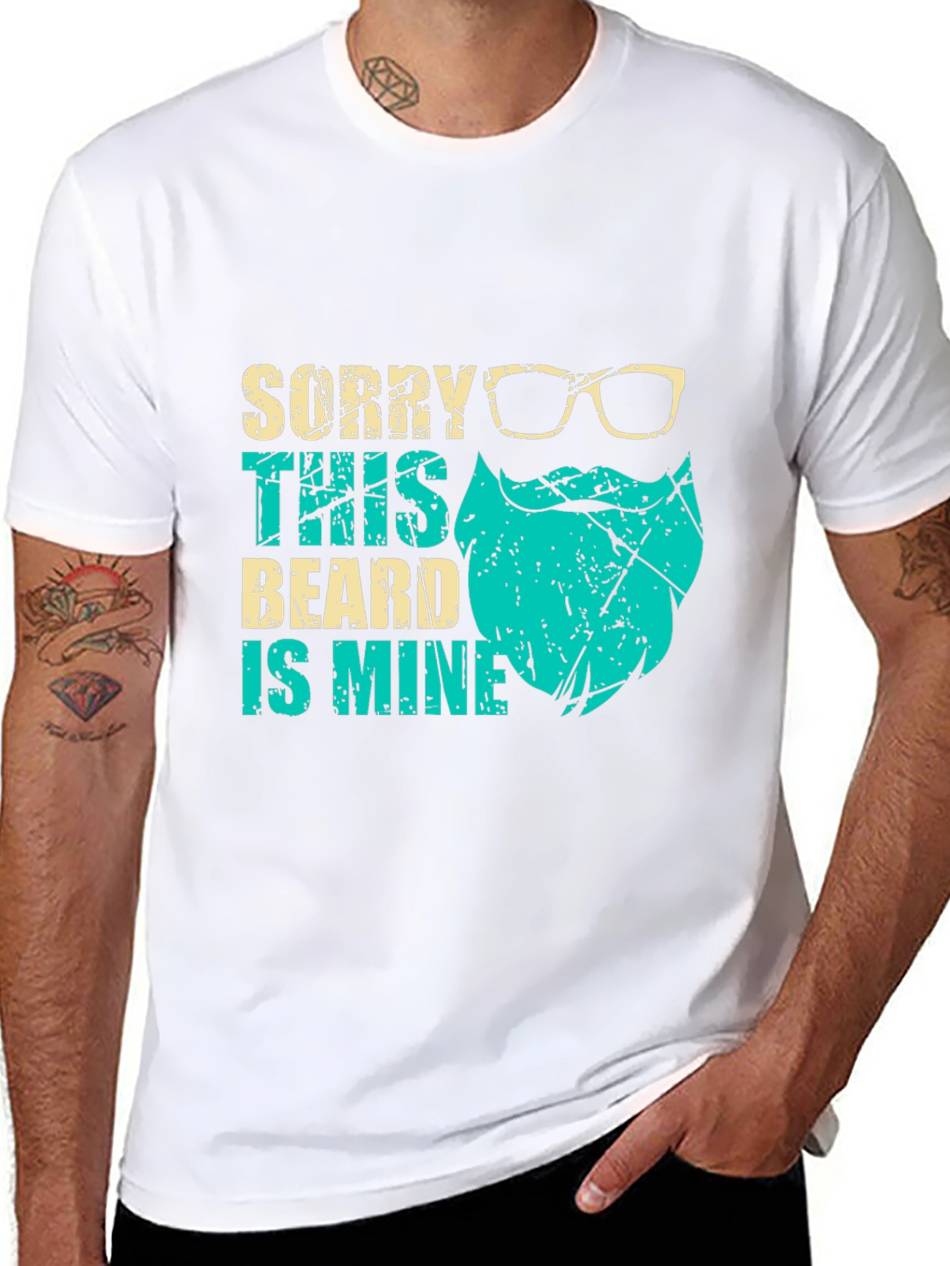 Black Bearded Humor Graphic Tee - 'Sorry This Beard is Mine' view 8