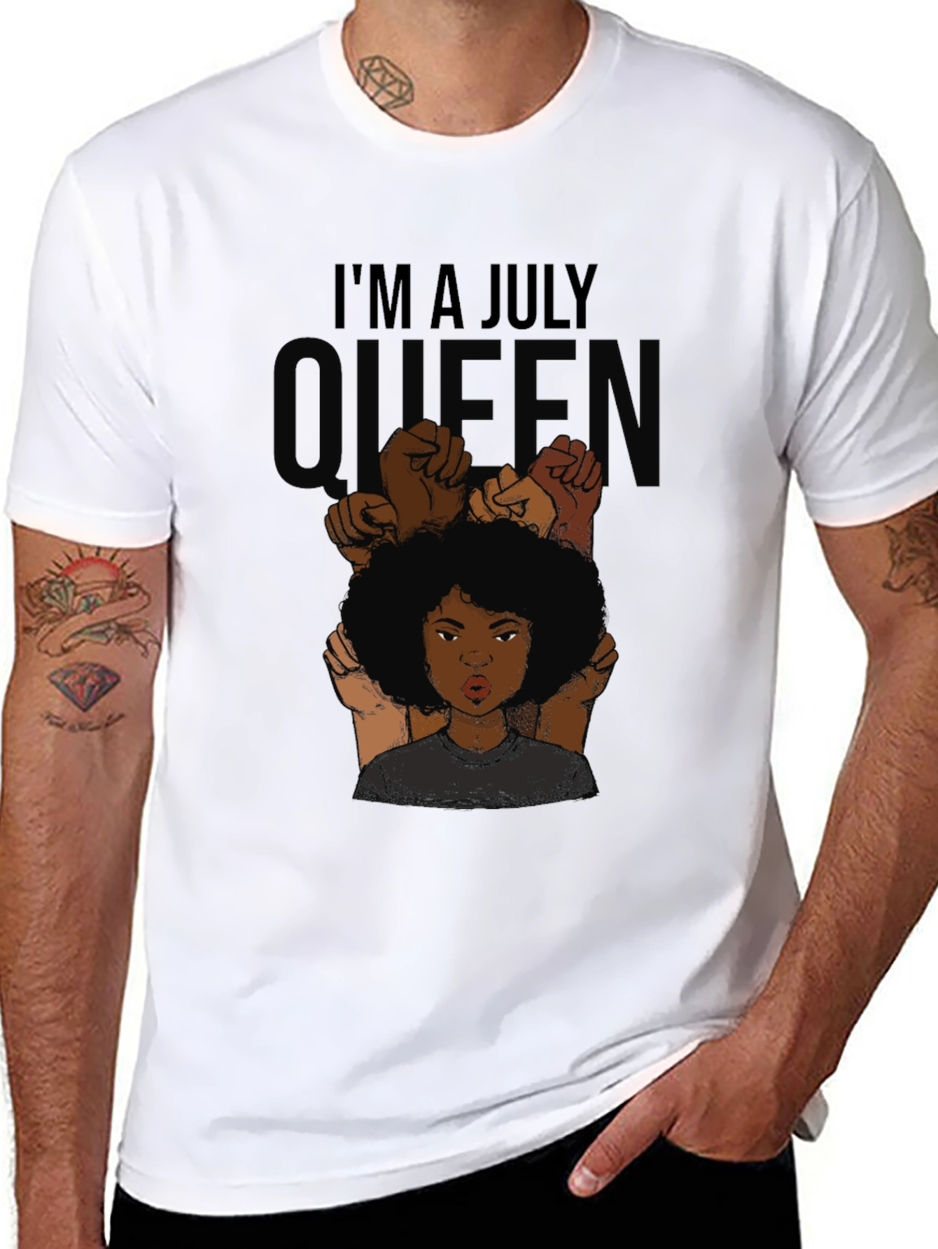 Black I'm a July Queen Black T-Shirt view 8