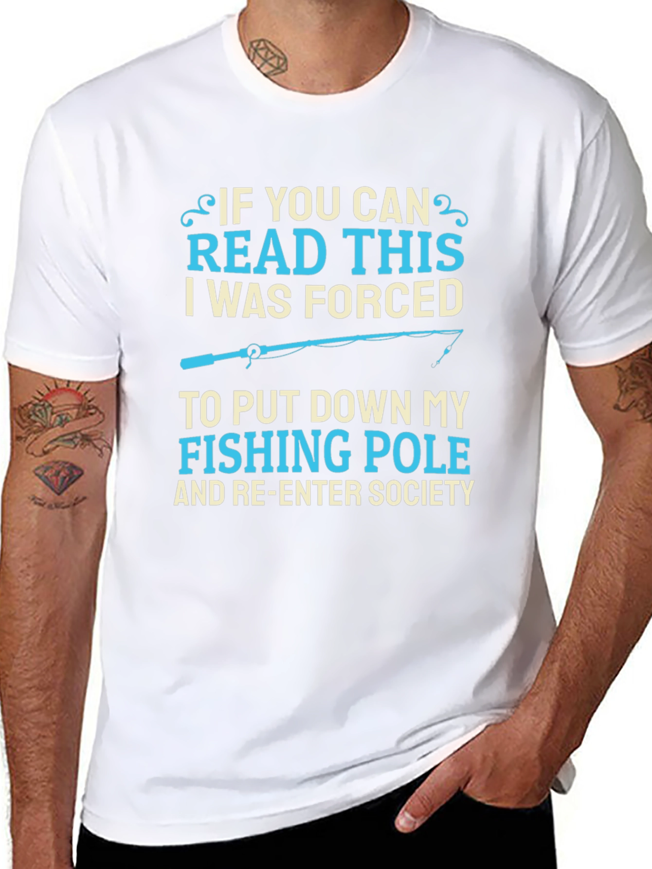 Black Funny Fishing T-Shirt - Forced to Re-Enter Society view 8