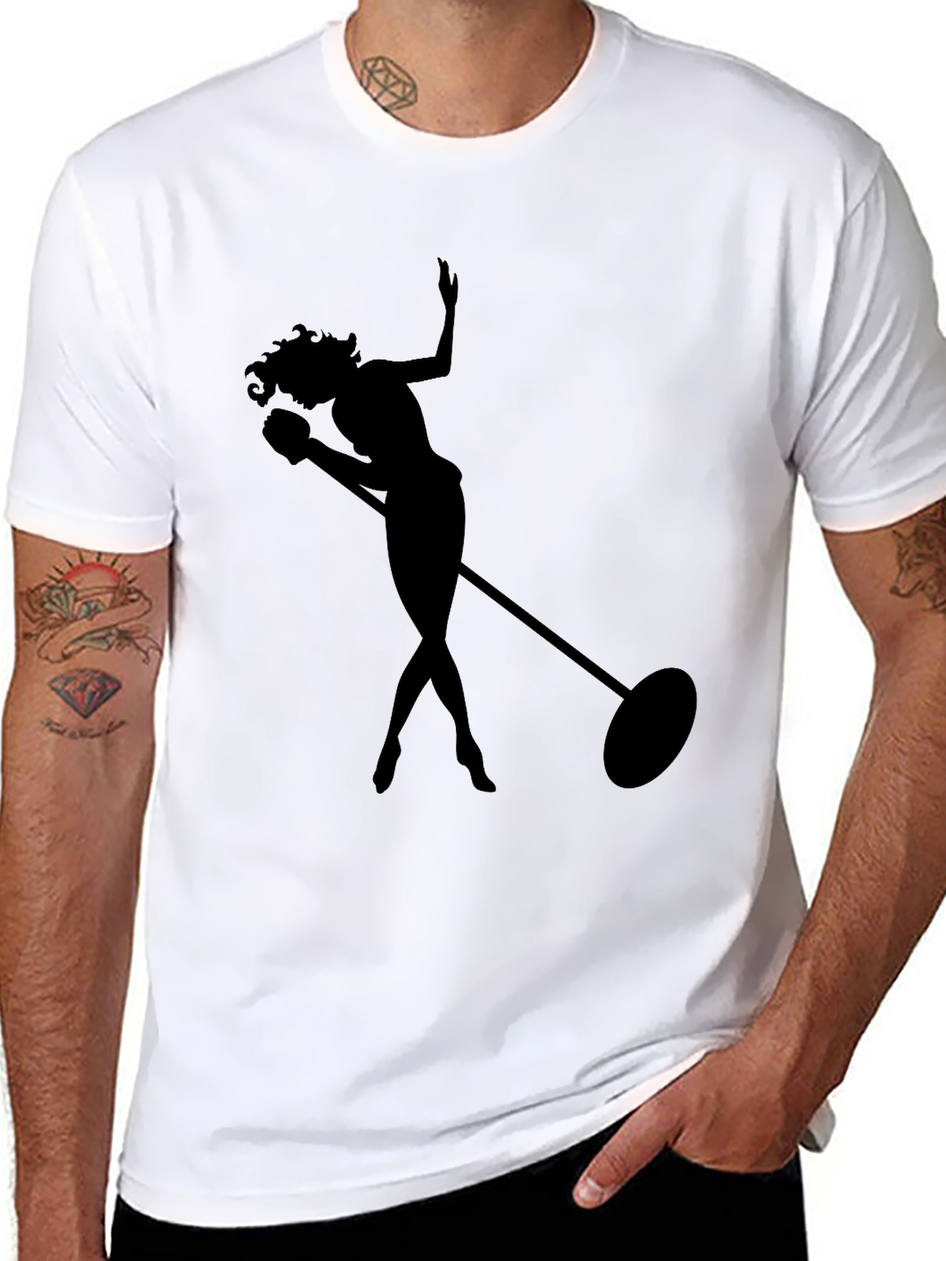 Black Silhouette Singer Graphic Tee - Soft Black T-Shirt view 8