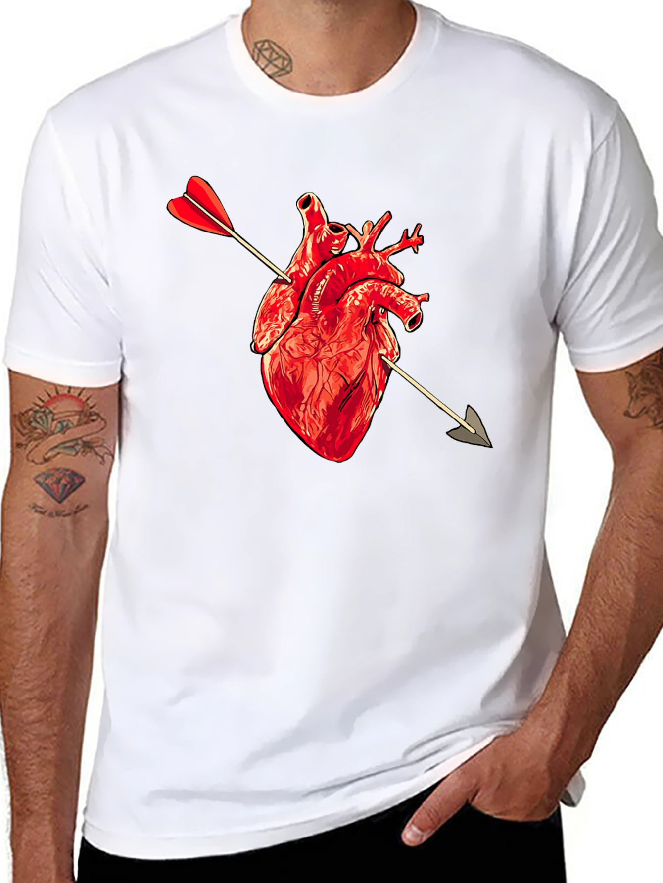 Black Anatomical Heart Arrow T-Shirt view 8