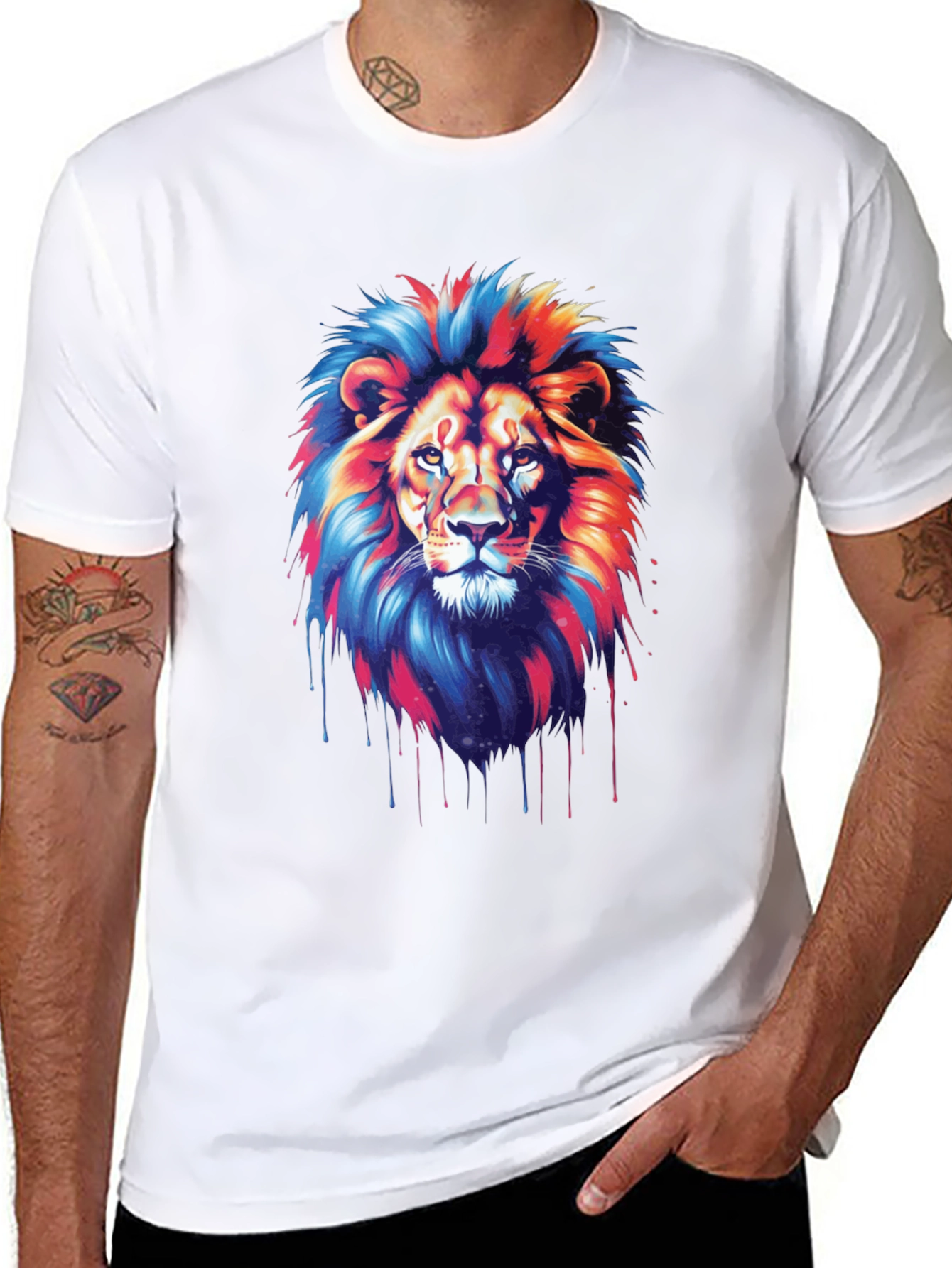 Black Vivid Lion Graphic Tee - Bold Style view 8