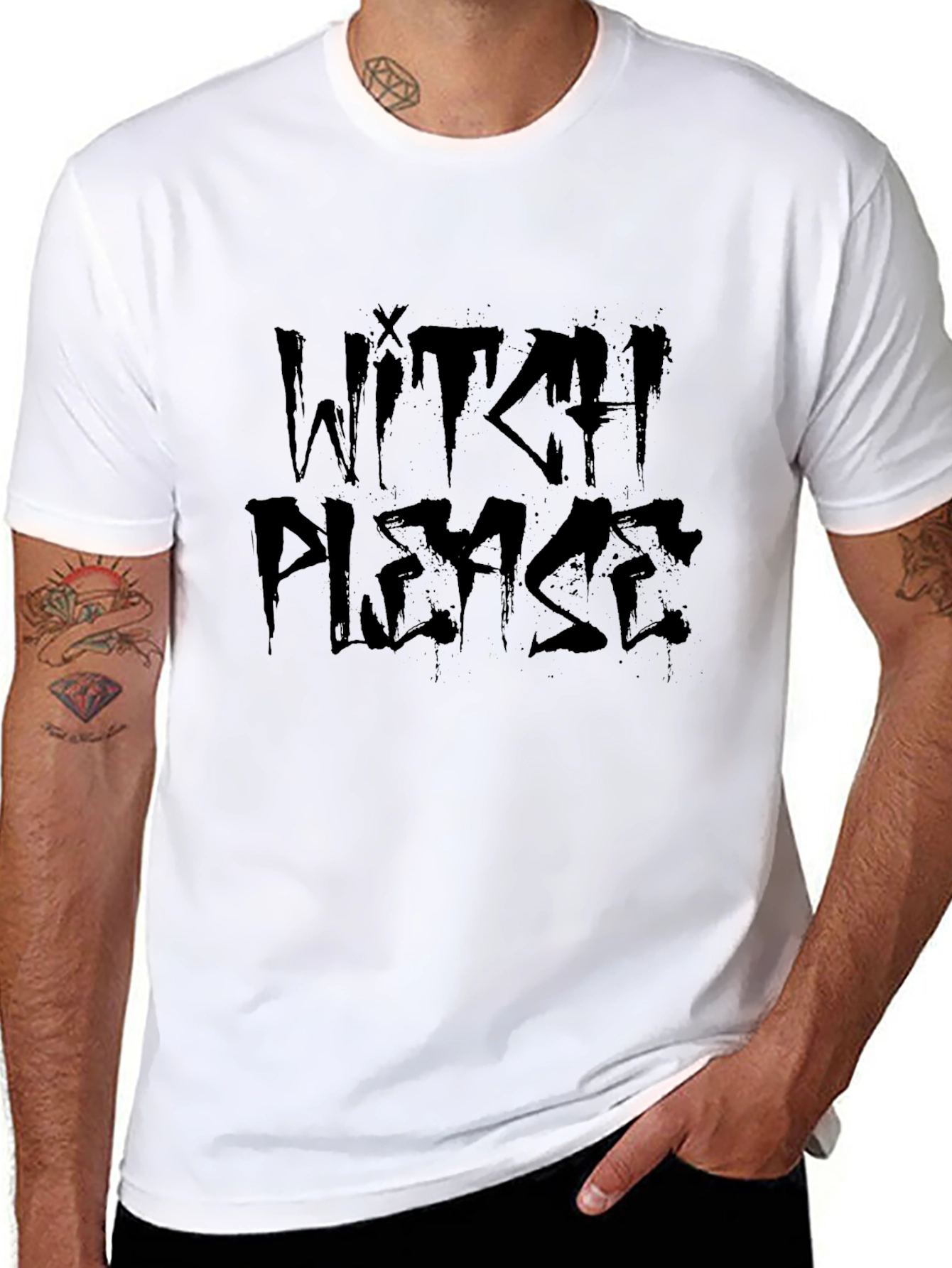 Black Witch Please Black Graphic T-Shirt view 8