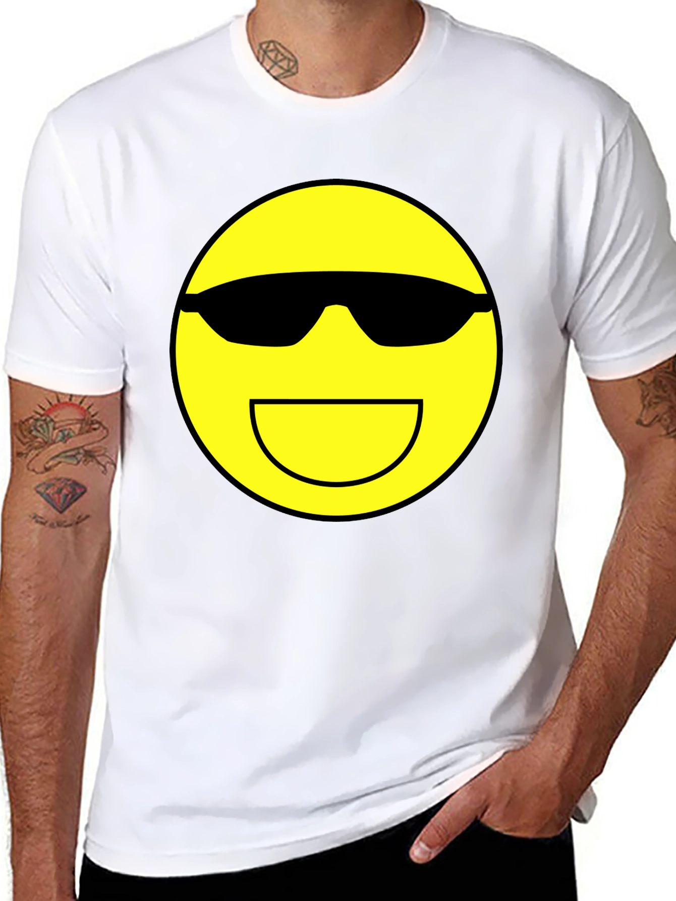 Black Cool Emoji Graphic Tee - Black view 8