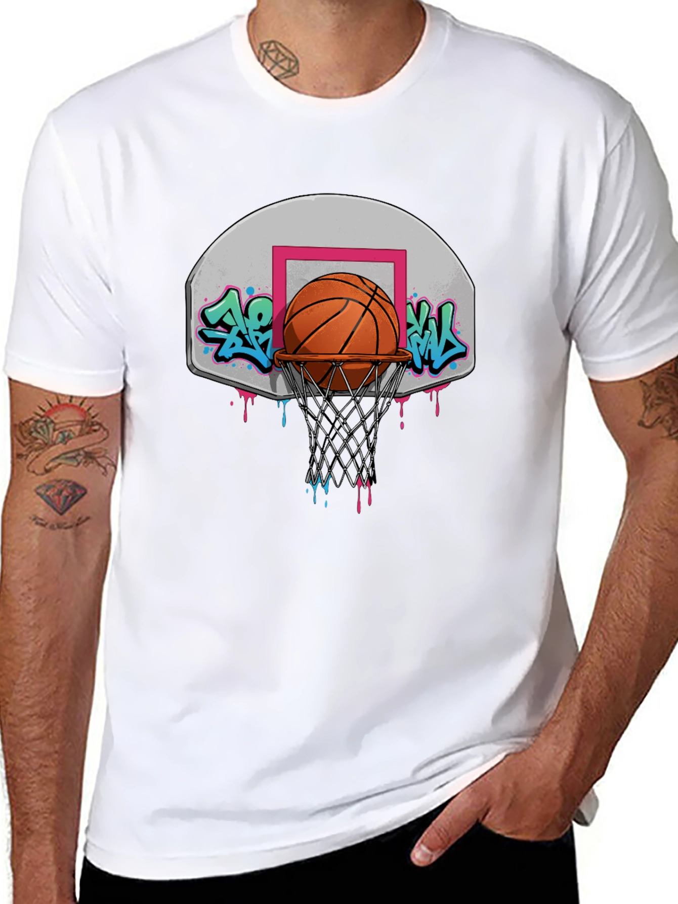 Black Basketball Hoop Graffiti T-Shirt - Urban Style Tee view 8