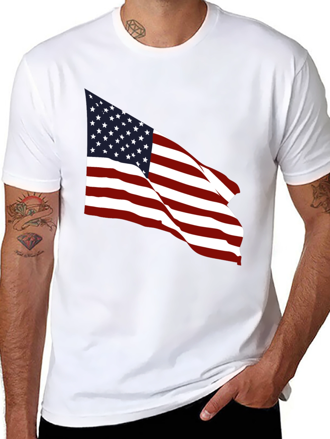 Black American Flag Graphic Black T-Shirt view 8