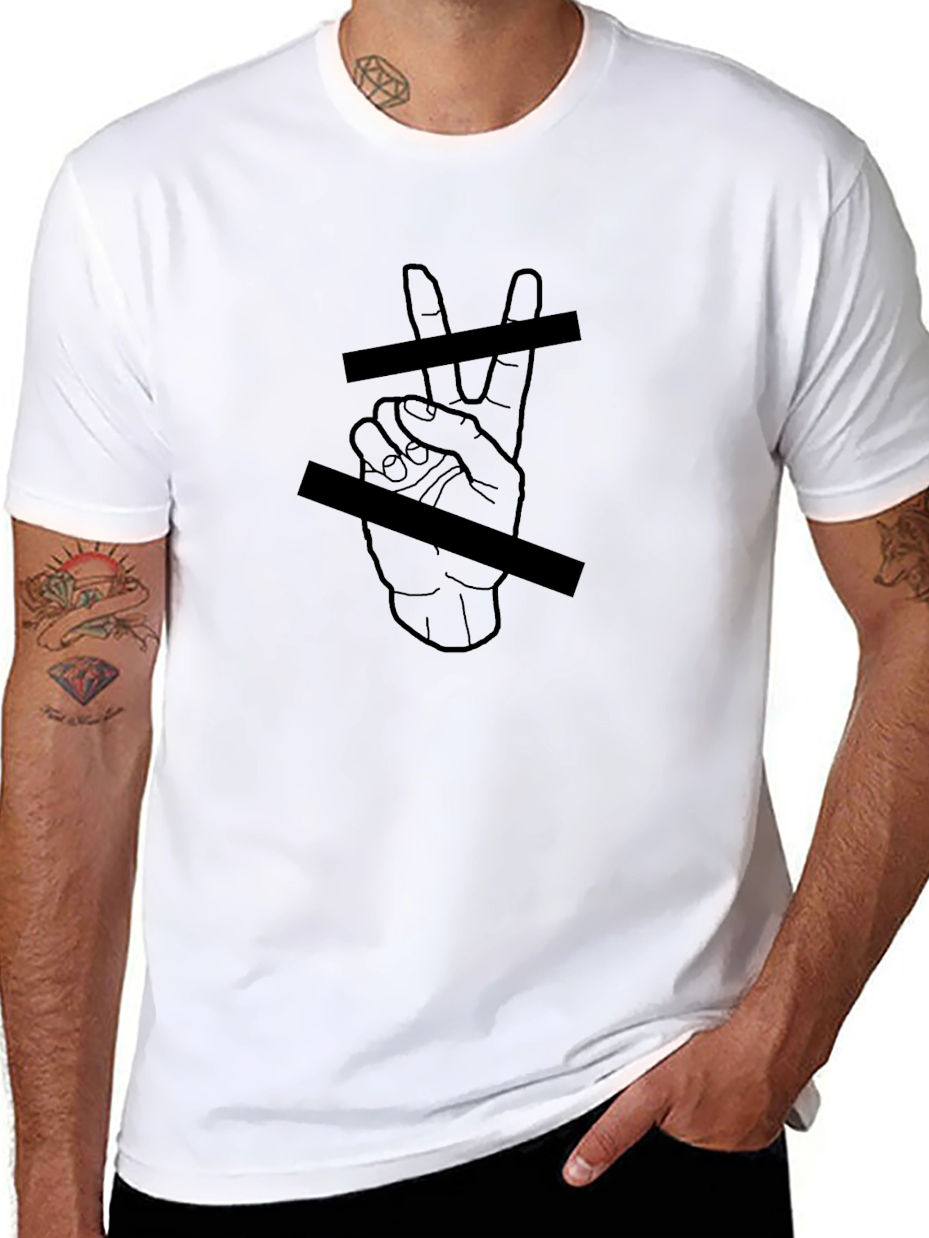 Black Black Tee with Hand Graphic view 8