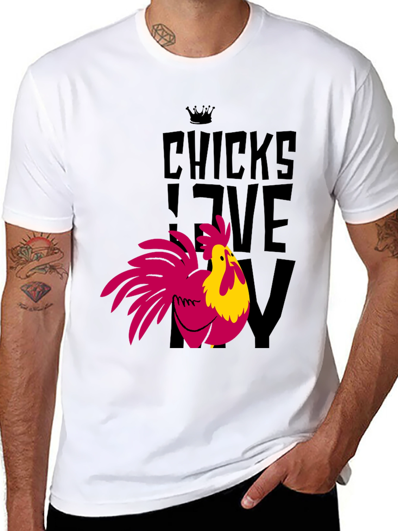 Black Chicks Love My Chicken Graphic T-Shirt - Funny Rooster Tee view 8