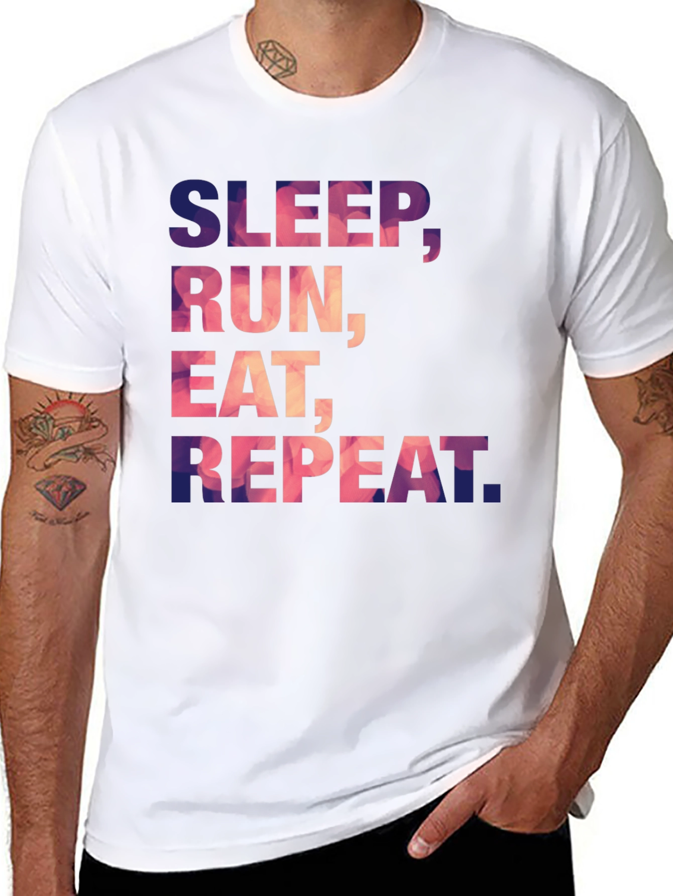 Black Sleep Run Eat Repeat Graphic Tee view 8
