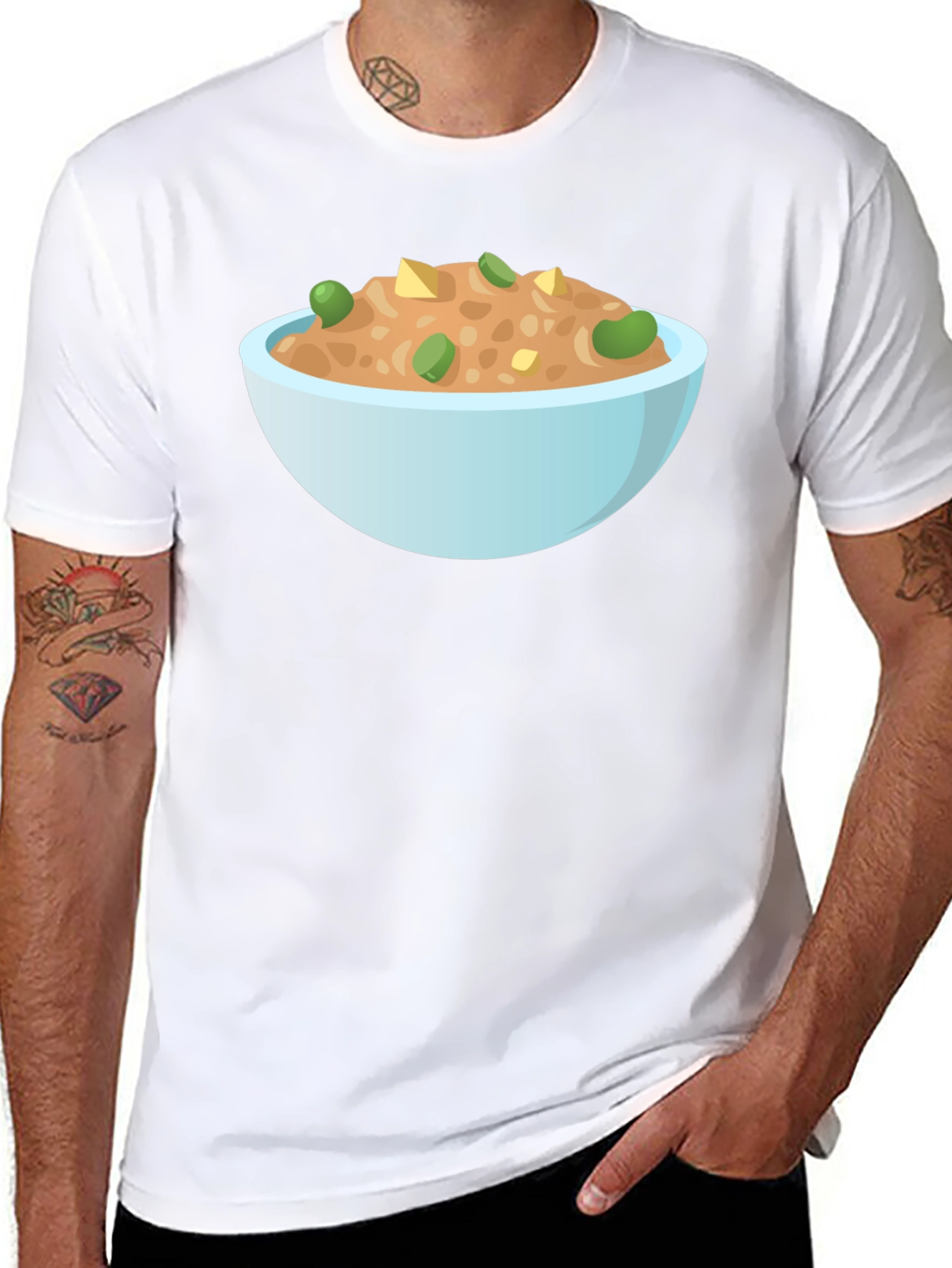 Black Bowl of Food Graphic Tee - Unisex Black T-Shirt view 8