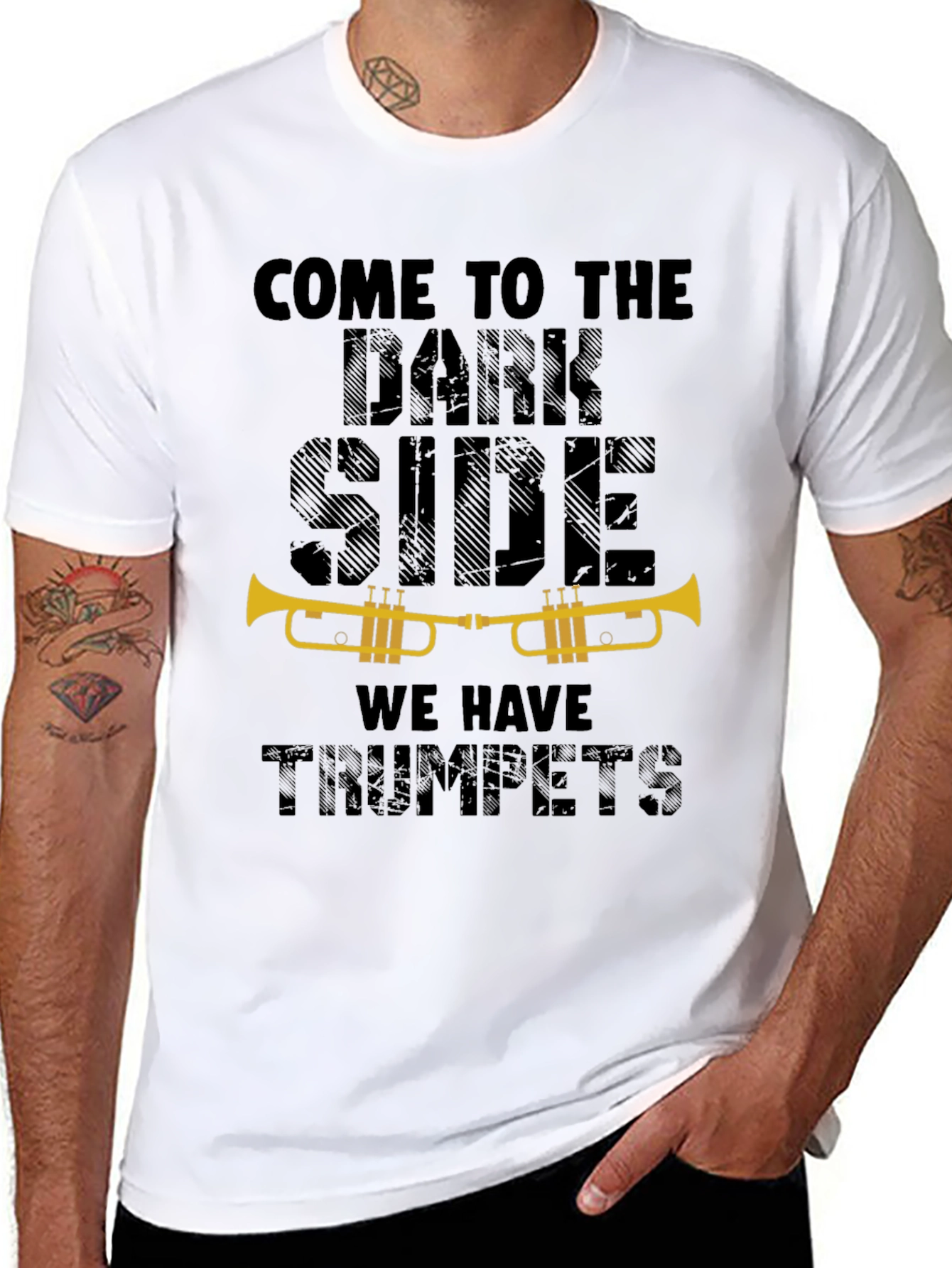 Black Dark Side Trumpets Graphic T-Shirt view 8