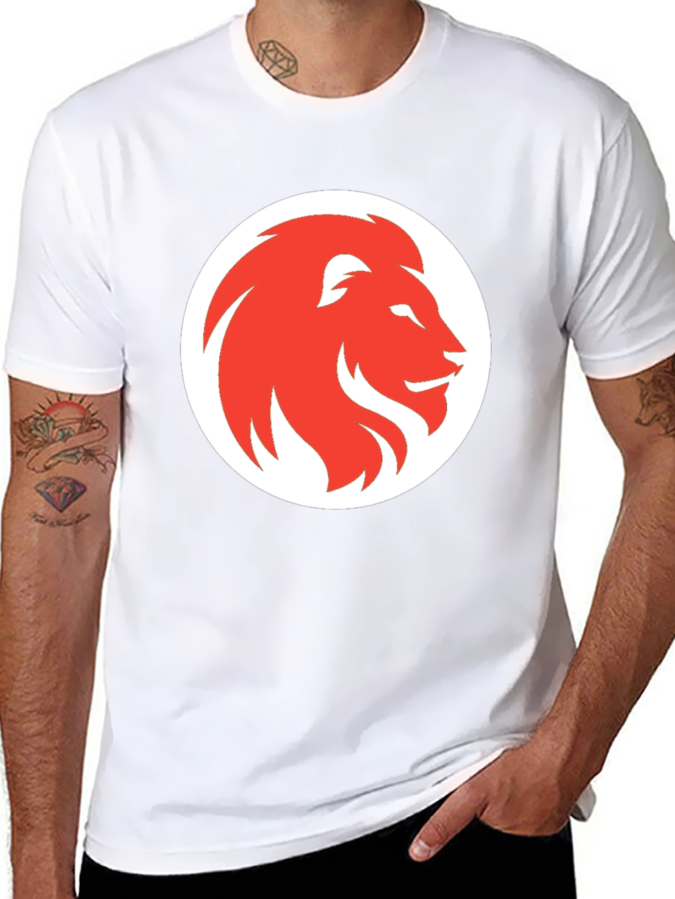 Black Lion Graphic Print Men's Black T-Shirt view 8