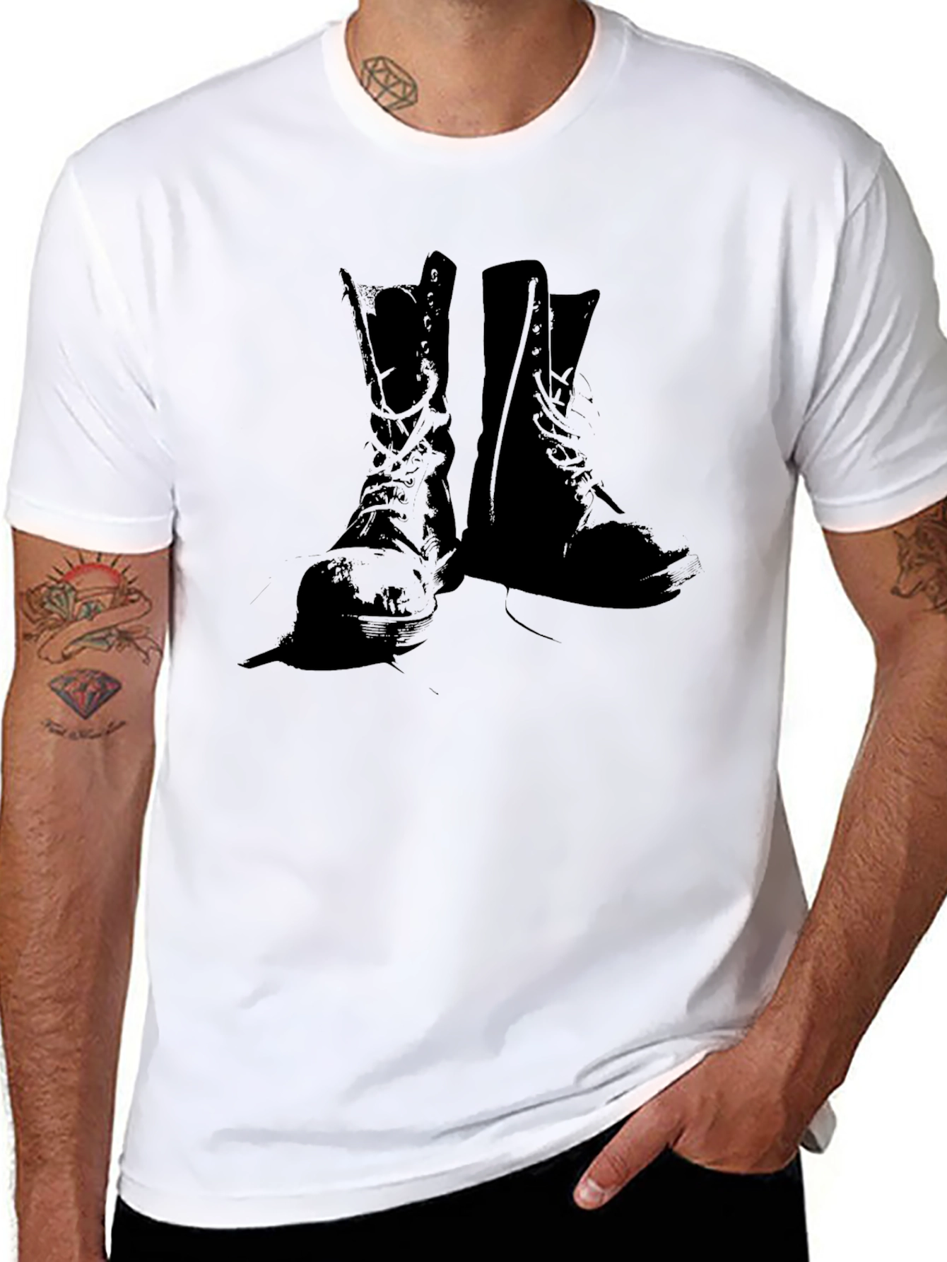 Black Graphic Boot Print Black T-Shirt view 8