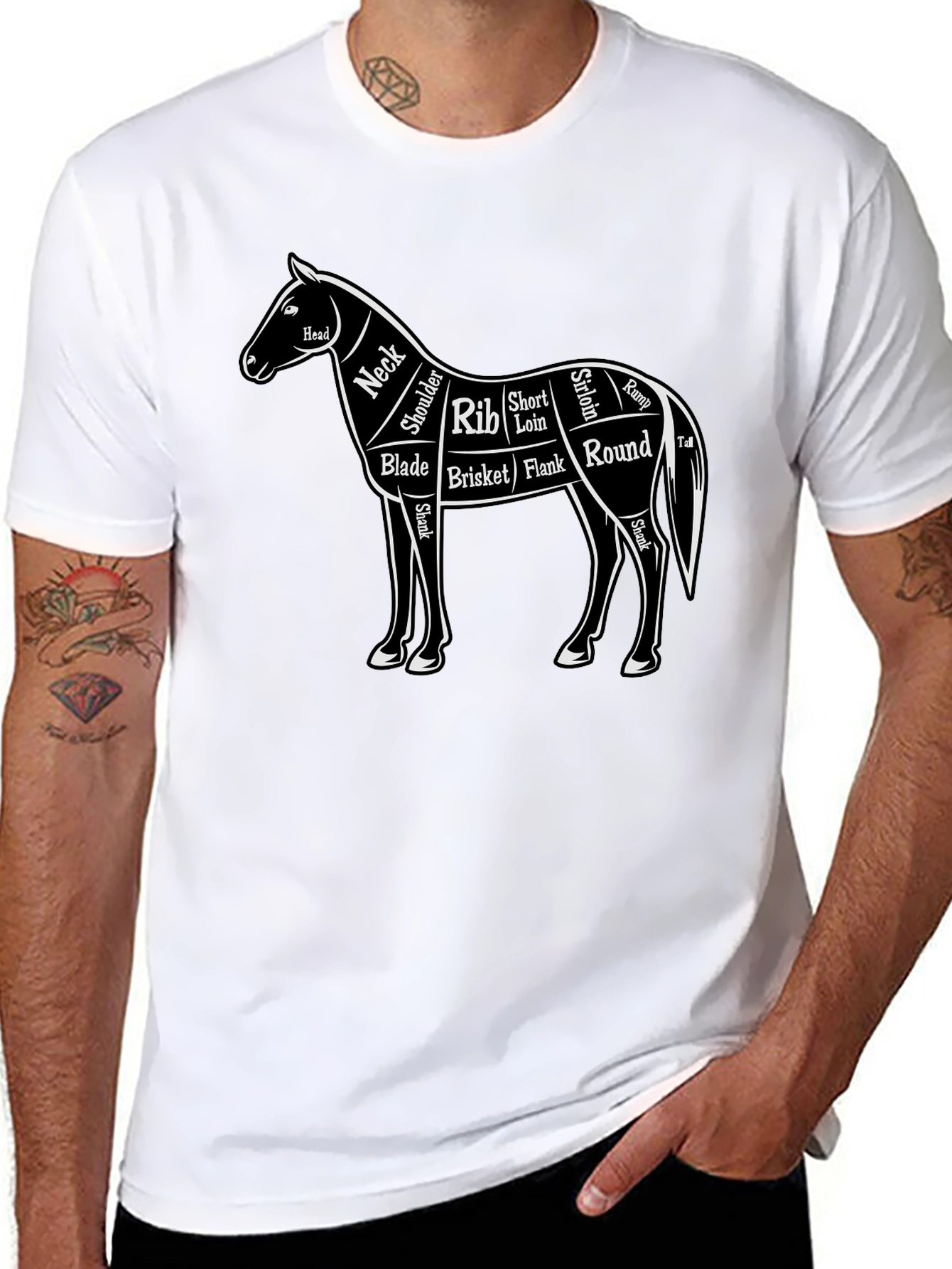 Black Horse Anatomy Black Graphic T-Shirt view 8