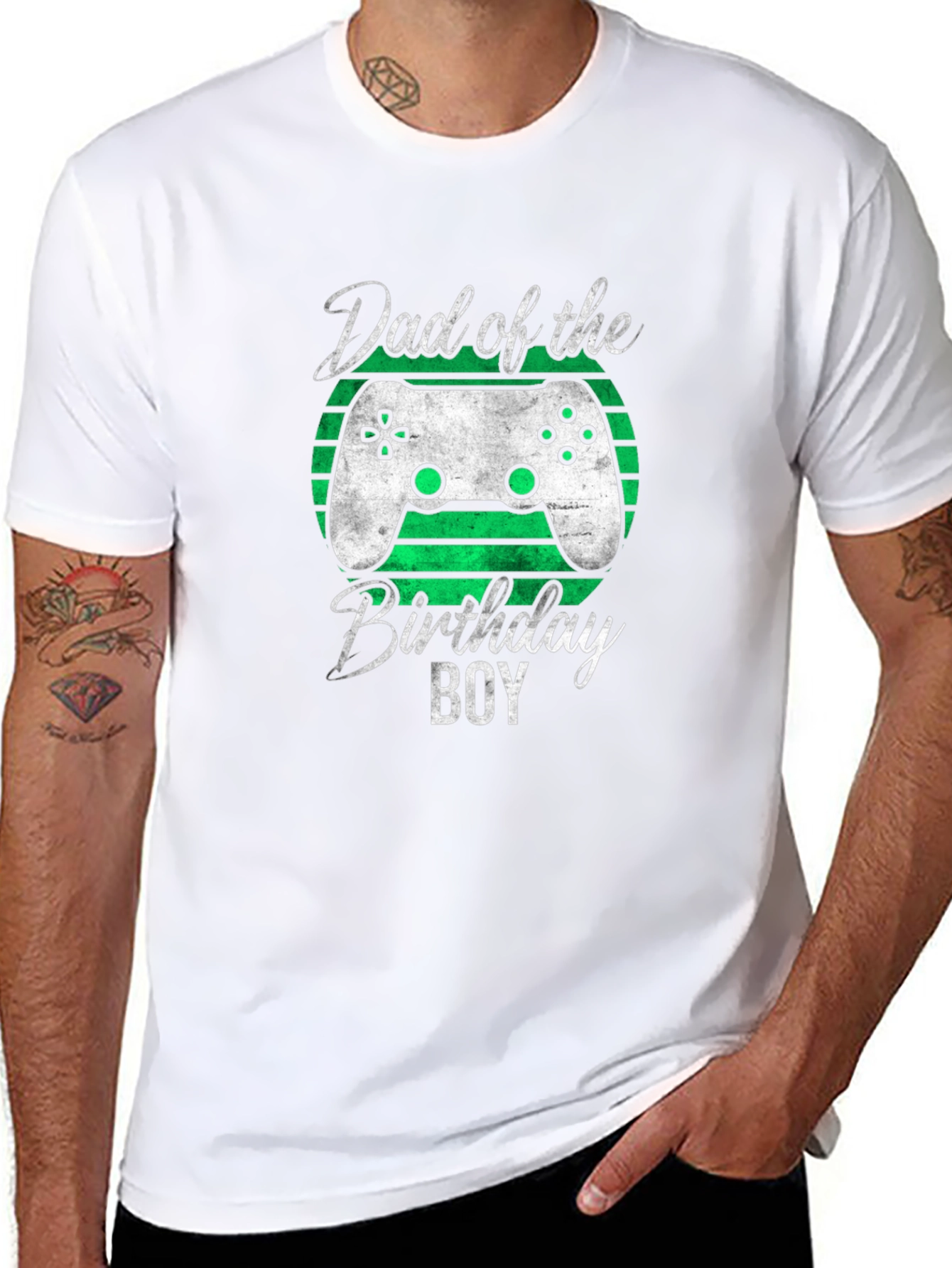 Black Dad of the Birthday Boy Gamer T-Shirt view 8