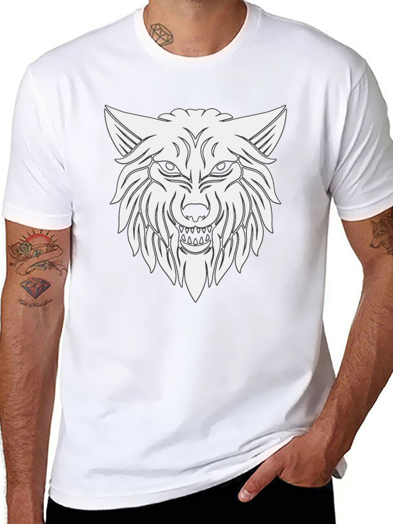 Black Wolf Graphic T-Shirt - Black Cotton Tee view 8