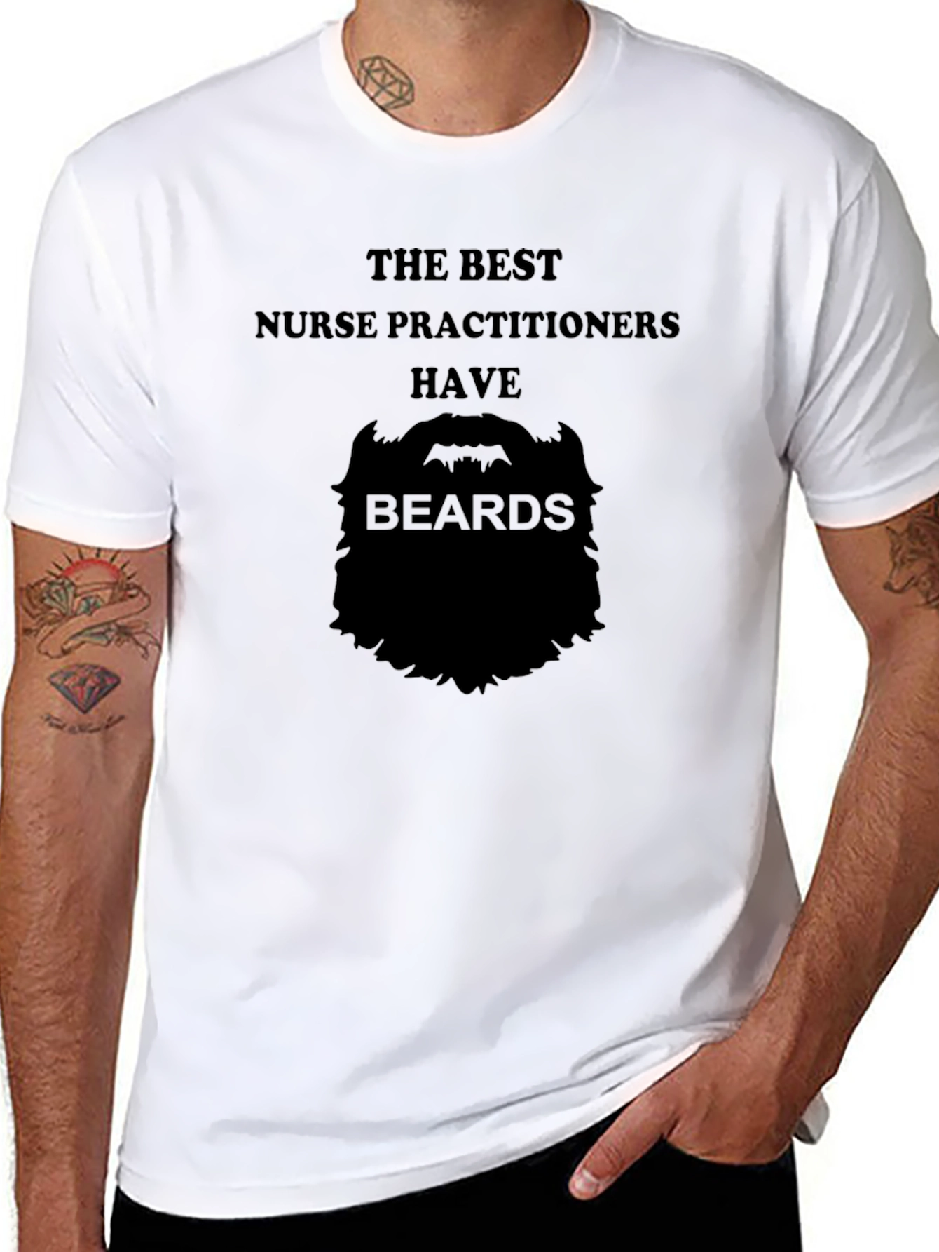 Black Bearded Nurse Practitioner T-Shirt view 8