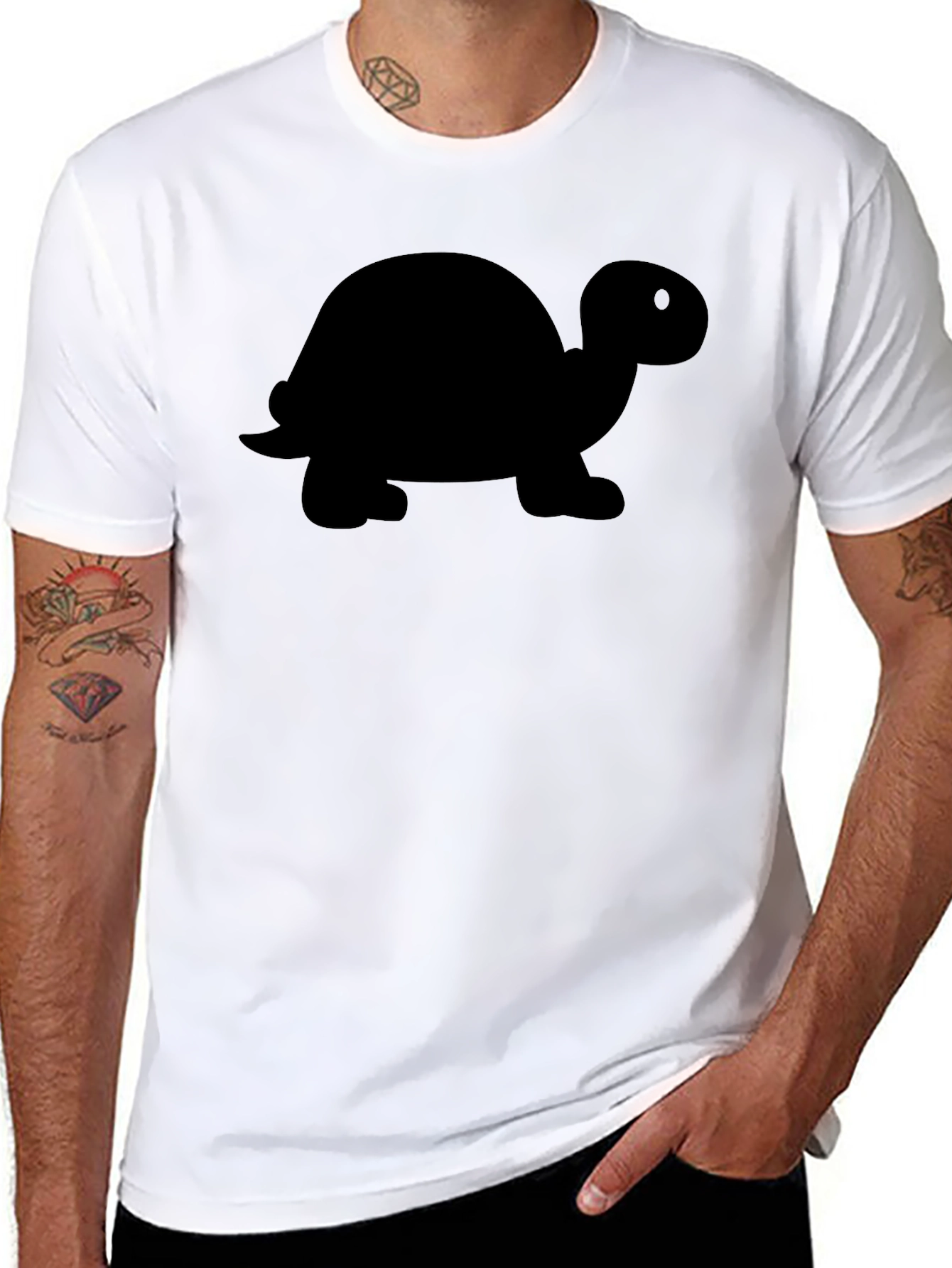 Black Cool Turtle Silhouette T-Shirt - Men's Black Tee view 8