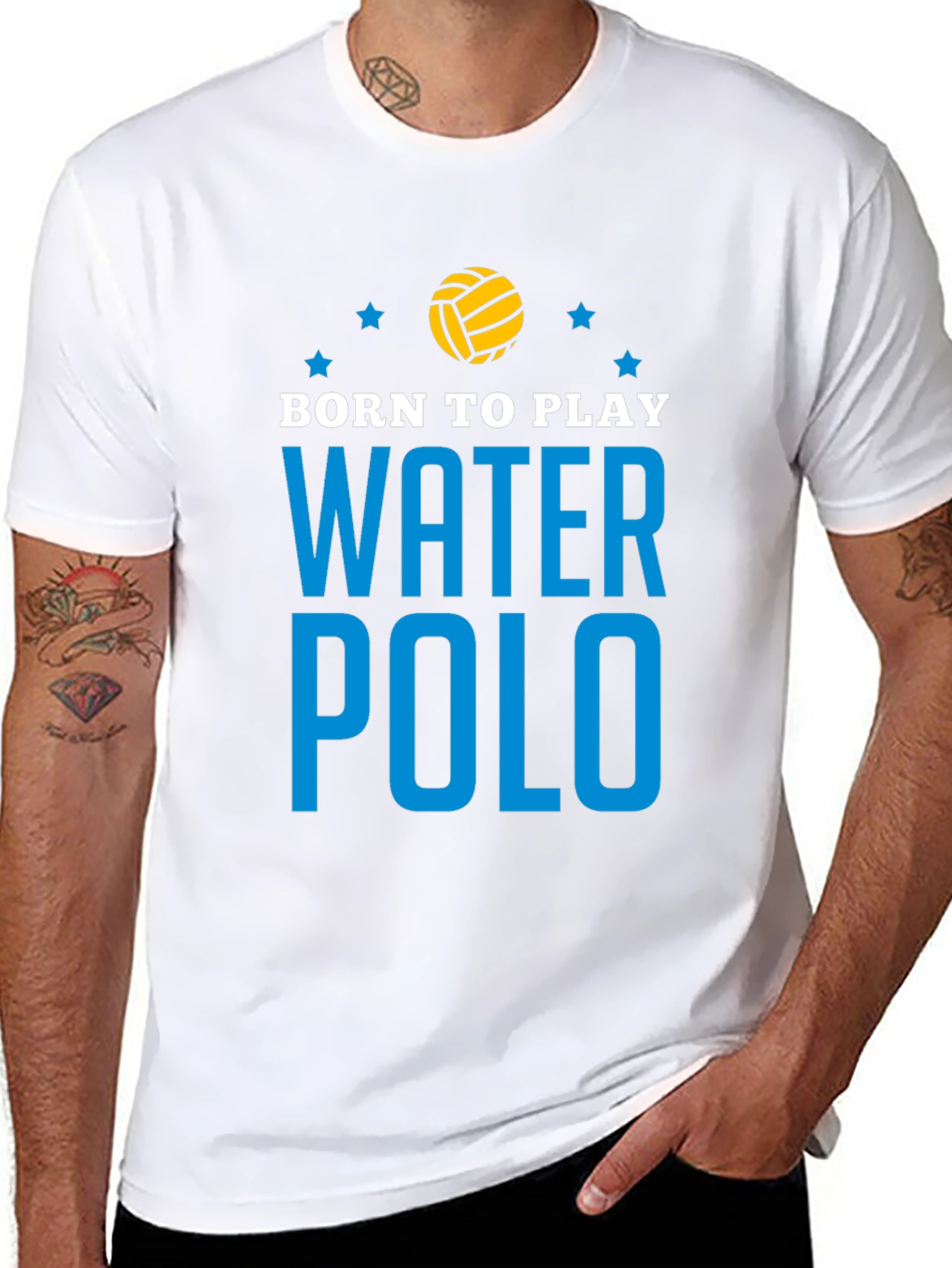 Black Born to Play Water Polo Graphic T-Shirt view 8