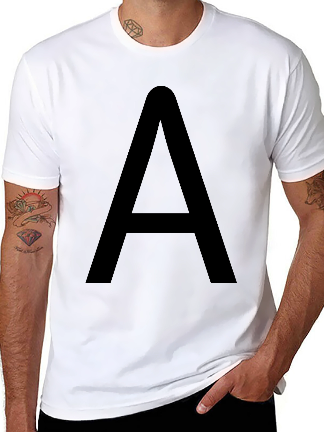 Black Bold Black T-Shirt with Letter A Graphic view 8