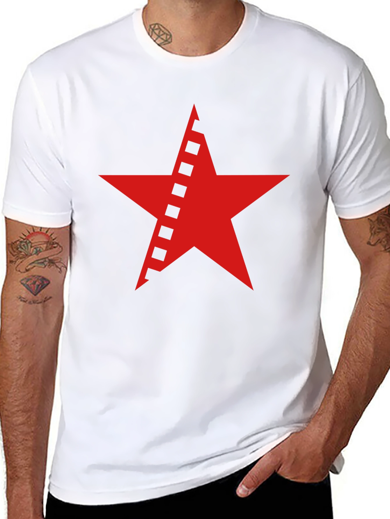 Black Red Star Graphic Black T-Shirt view 8