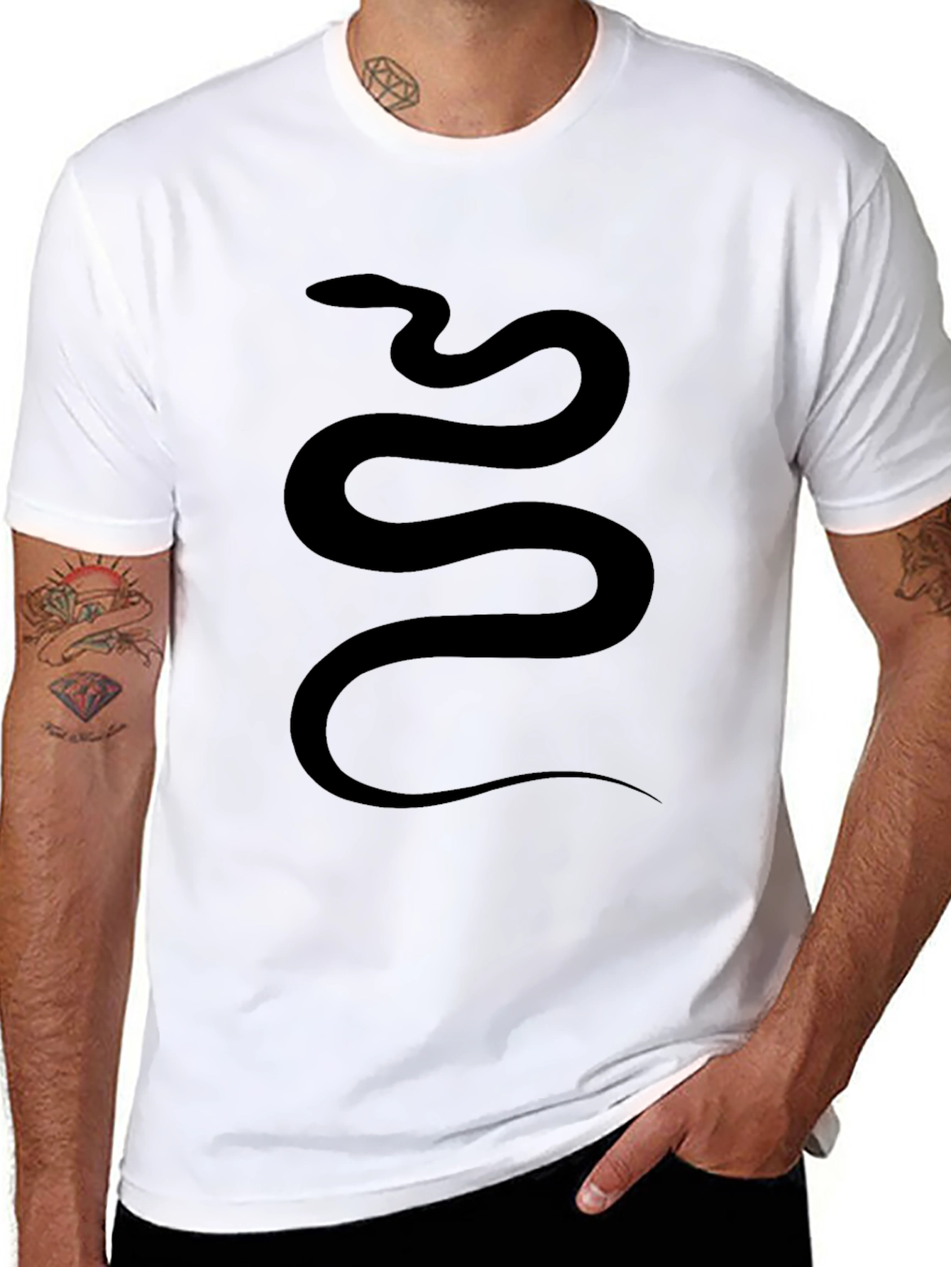 Black Men's Black Snake Graphic Tee view 8