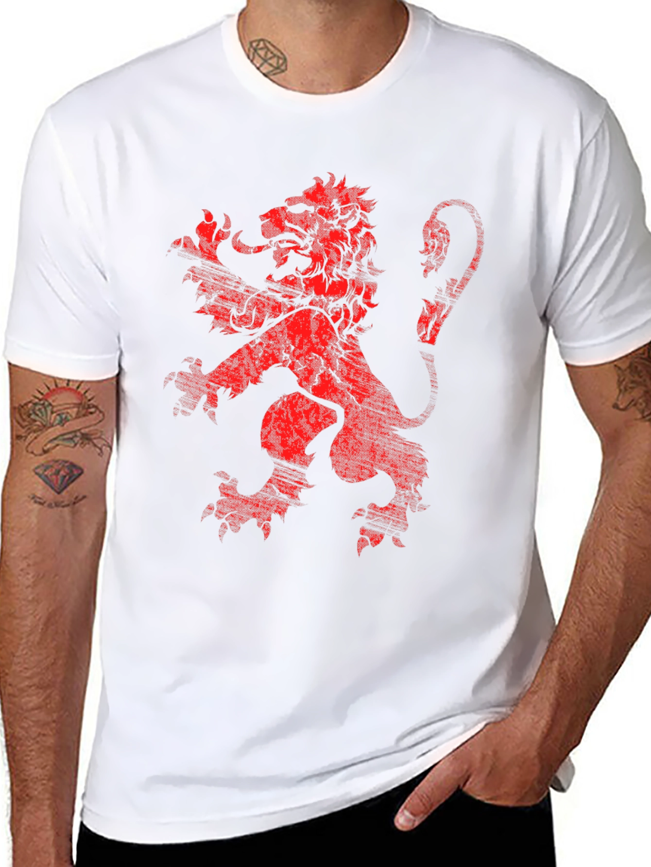 Black Red Lion Crest Graphic Black T-Shirt view 8