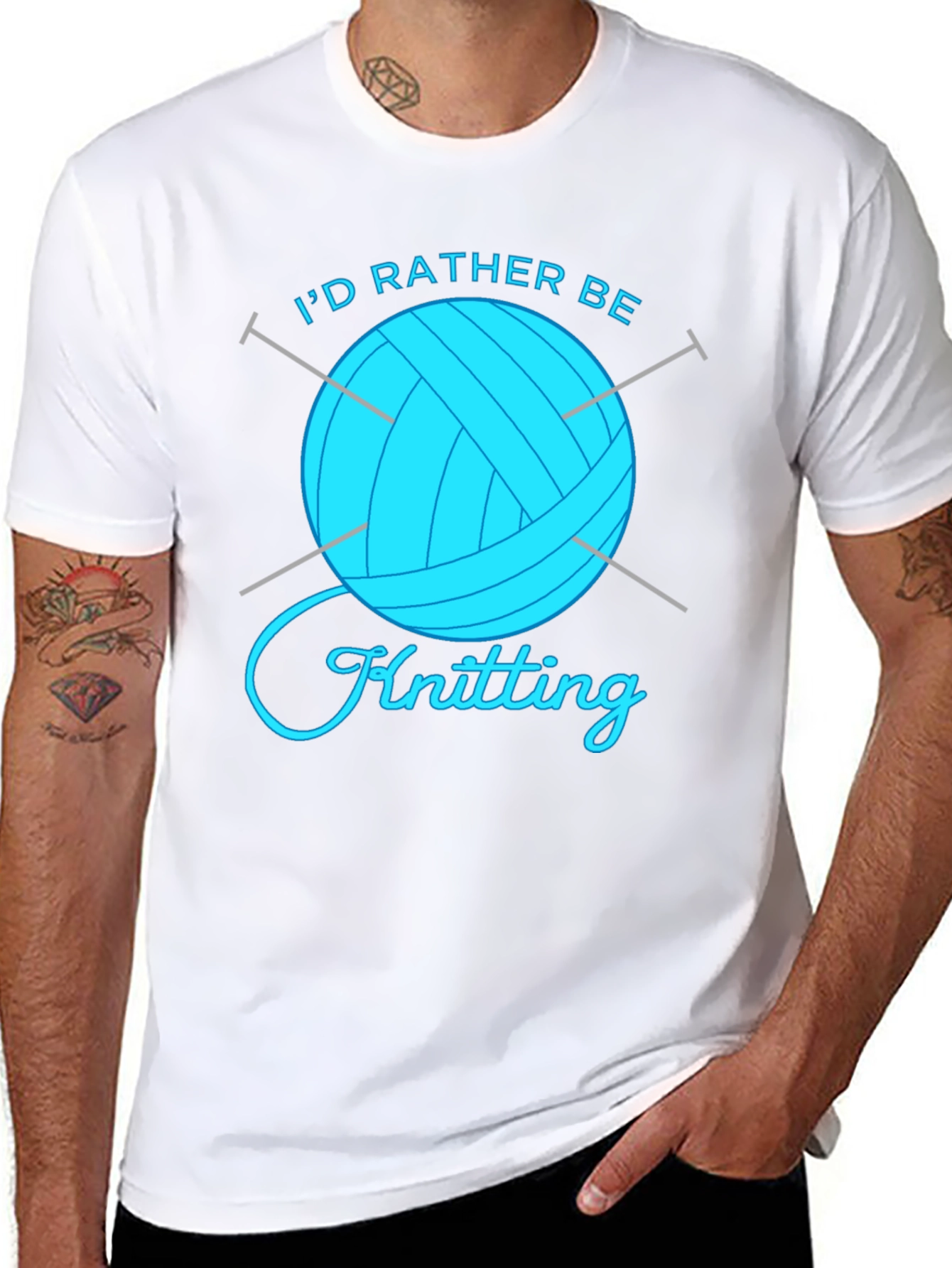 Black I'd Rather Be Knitting Graphic T-Shirt view 8