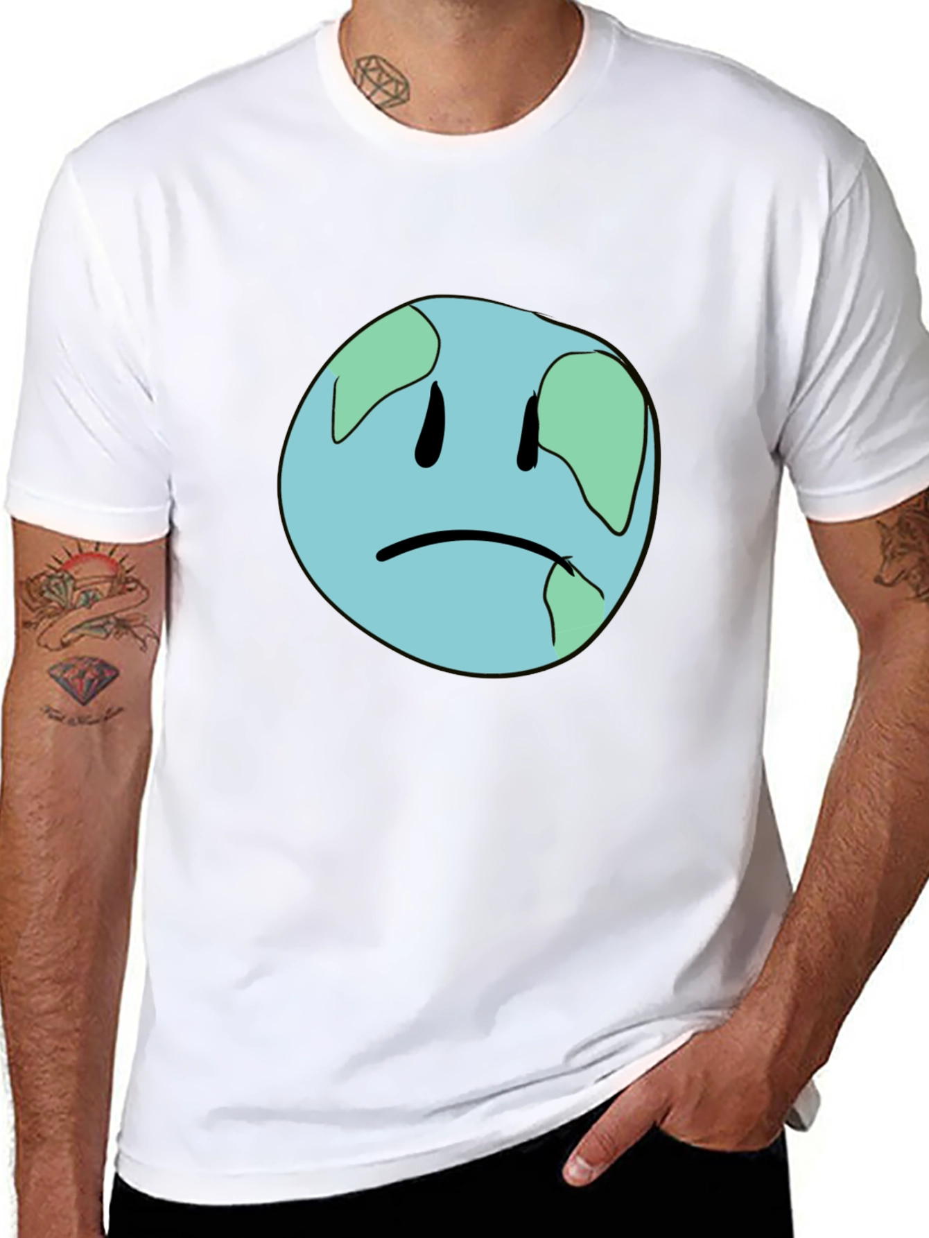 Black Sad Earth Graphic Black T-Shirt view 8