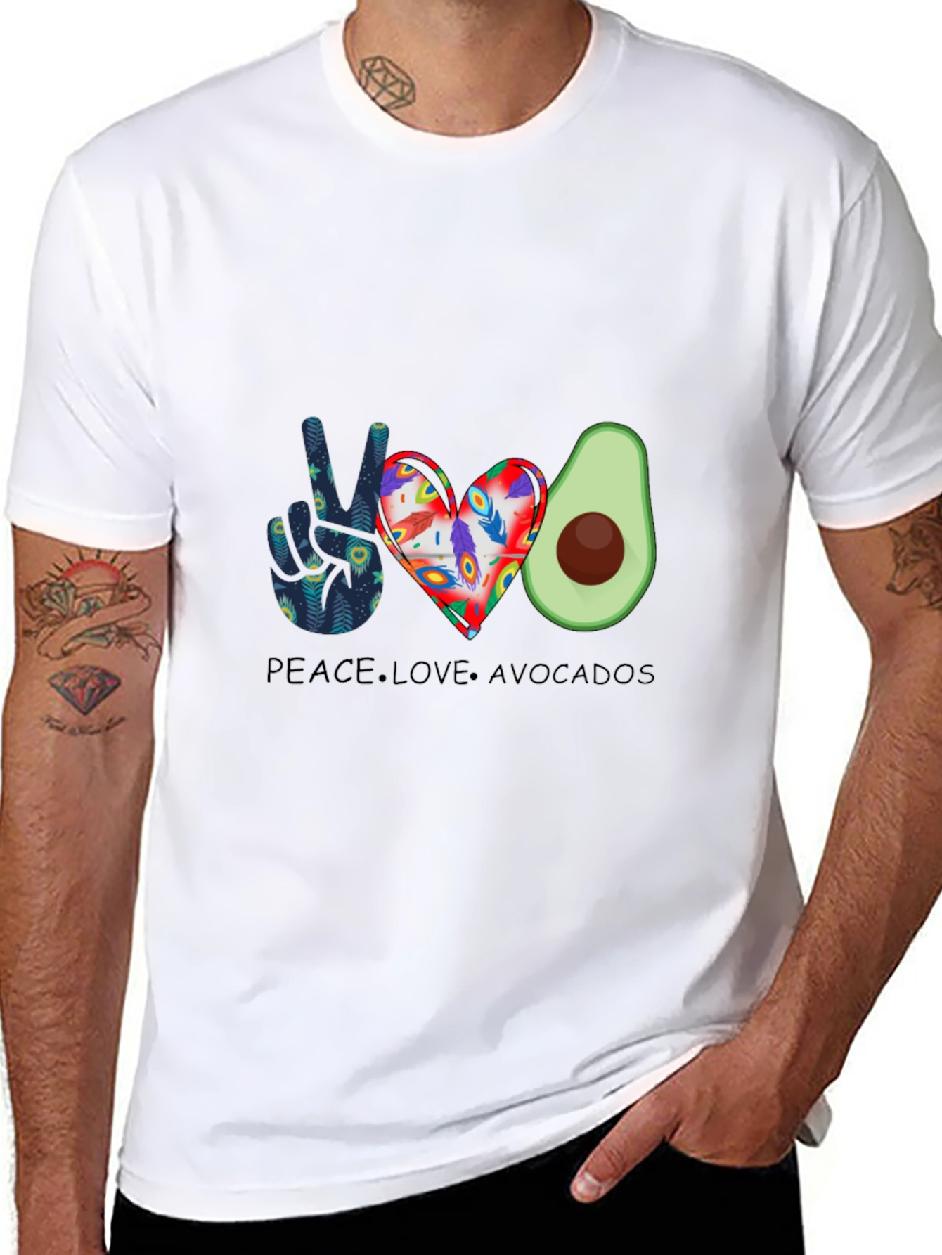 Black Peace Love Avocados Graphic T-Shirt view 8