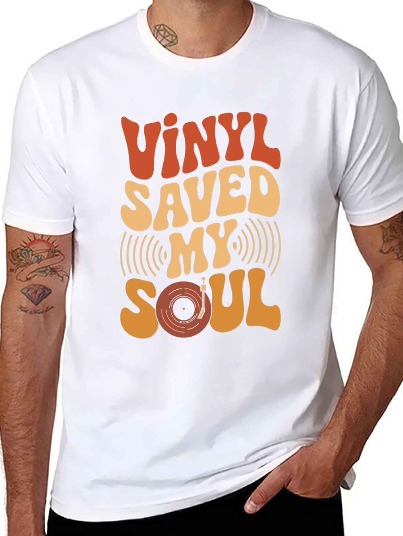 Black Vinyl Saved My Soul Retro Graphic Tee view 8