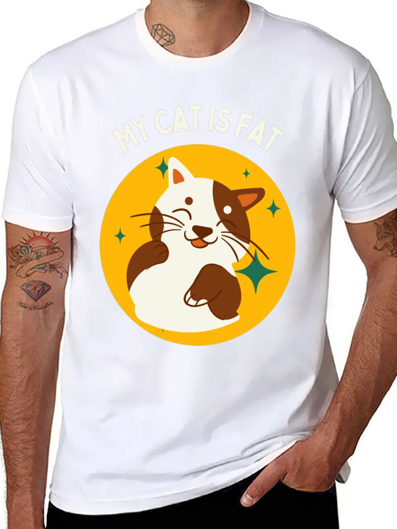 Black My Cat is Fat Funny T-Shirt view 8