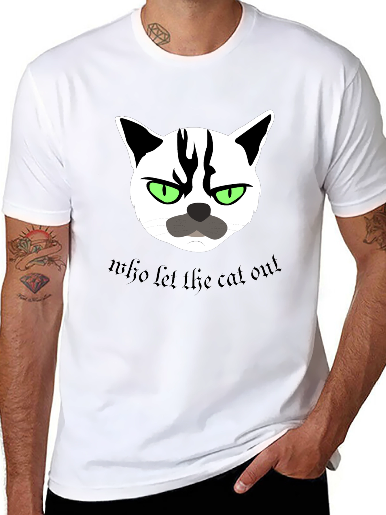 Black Grumpy Cat T-Shirt - Who Let the Cat Out? view 8