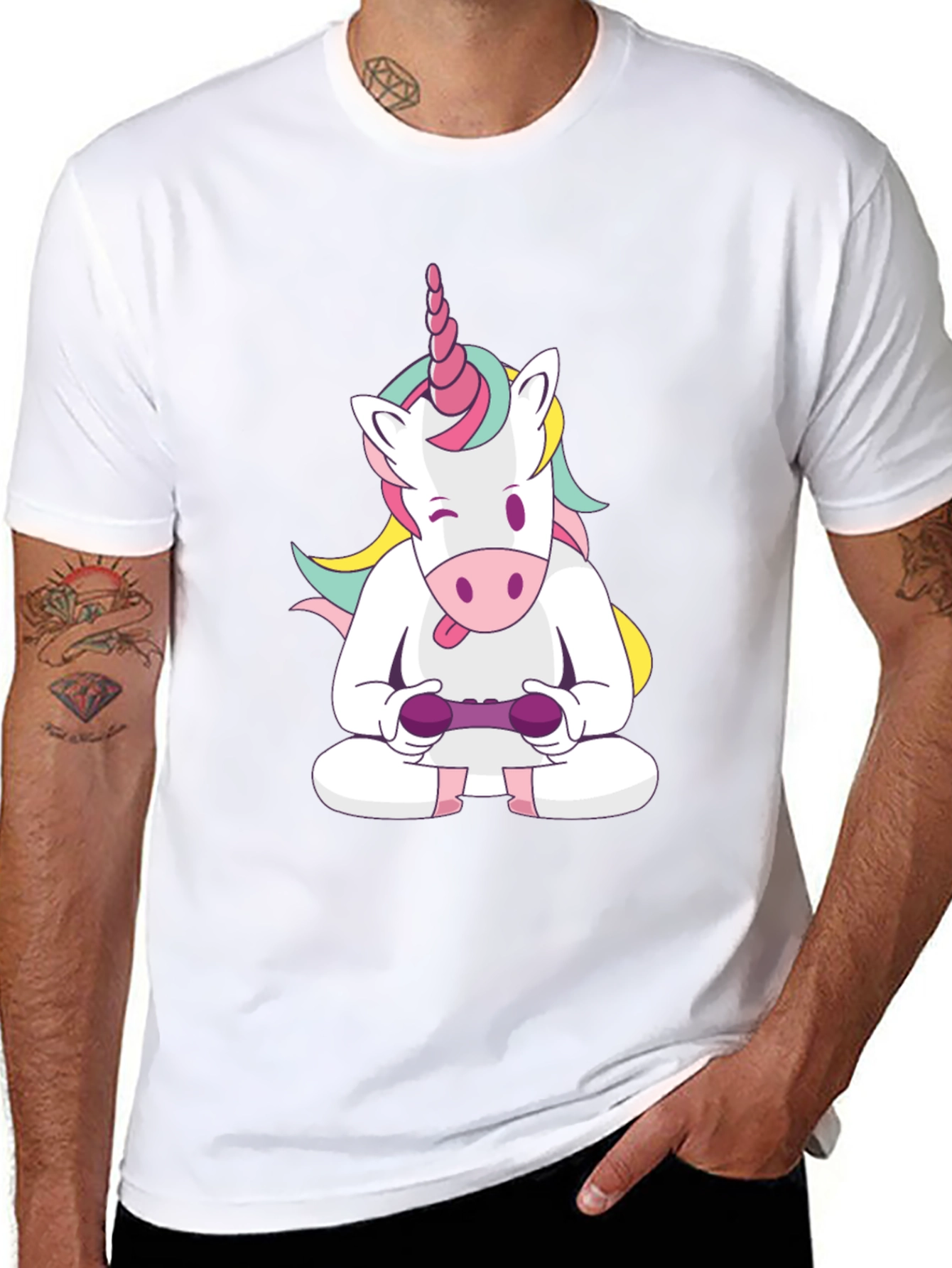 Black Unicorn Gamer T-Shirt - Funny Graphic Tee view 8