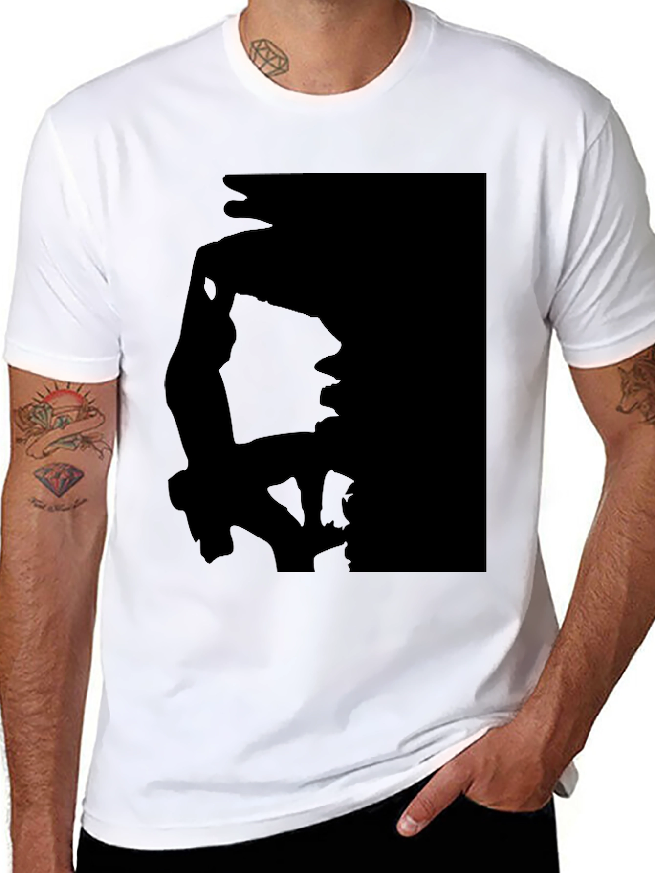 Black Silhouette Print Black T-Shirt view 8