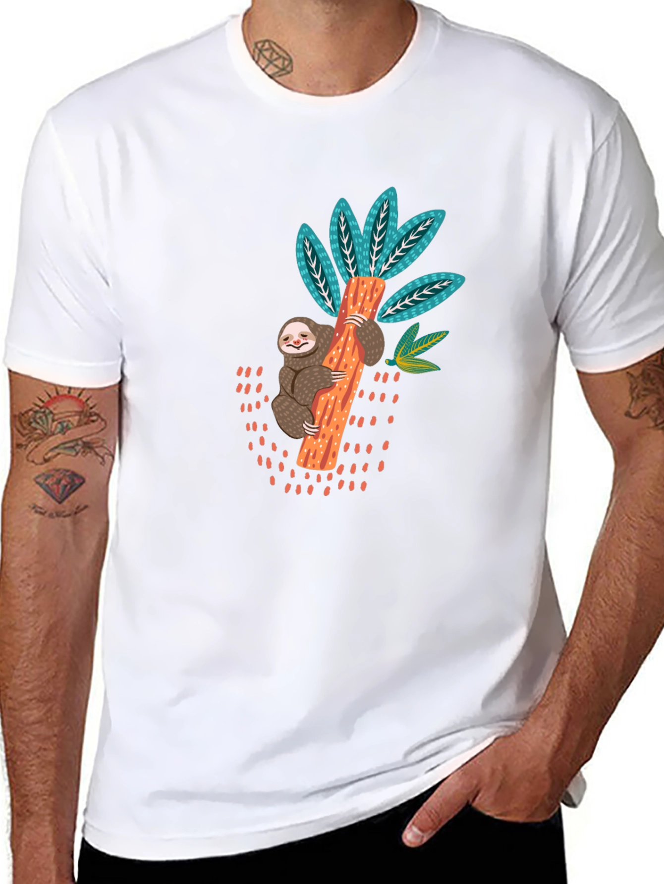 Black Sloth on Tree Graphic T-Shirt - Casual Comfort view 8