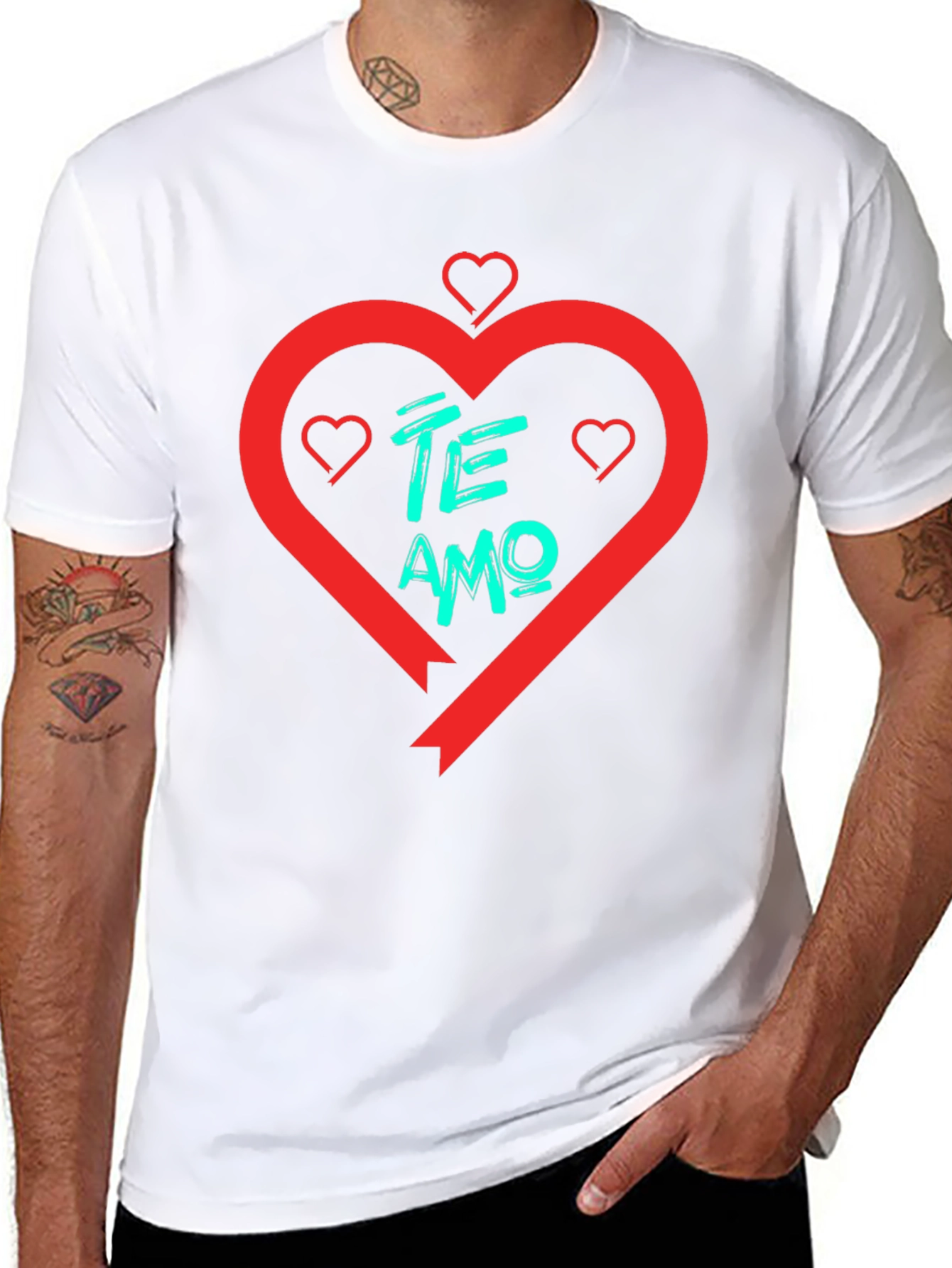 Black Te Amo Heart T-Shirt - Black view 8