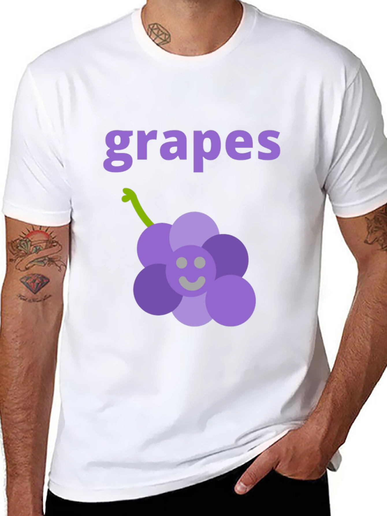 Black Cute Grapes Graphic Black T-Shirt view 8