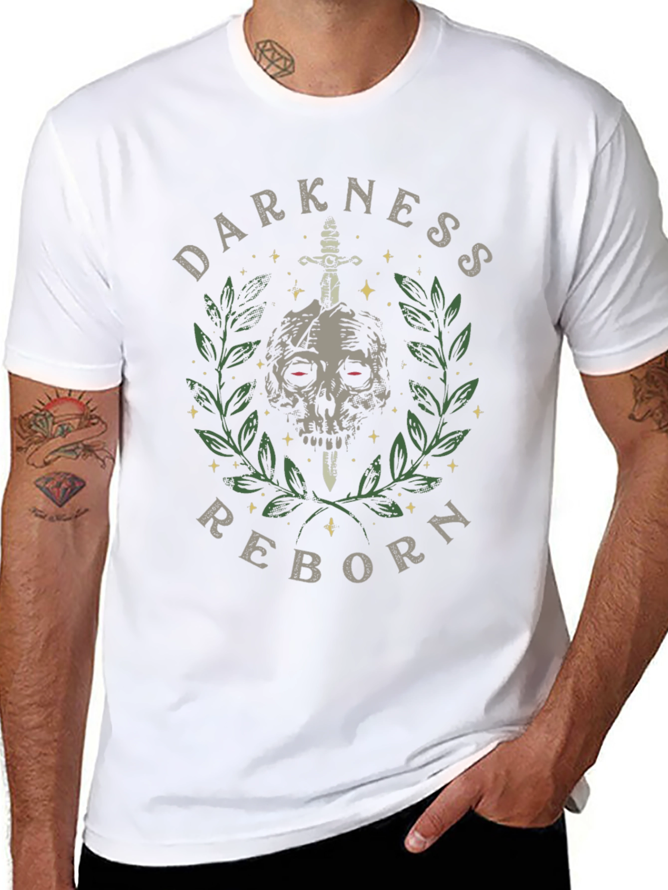 Black Darkness Reborn Graphic Tee - Skull & Sword Print view 8