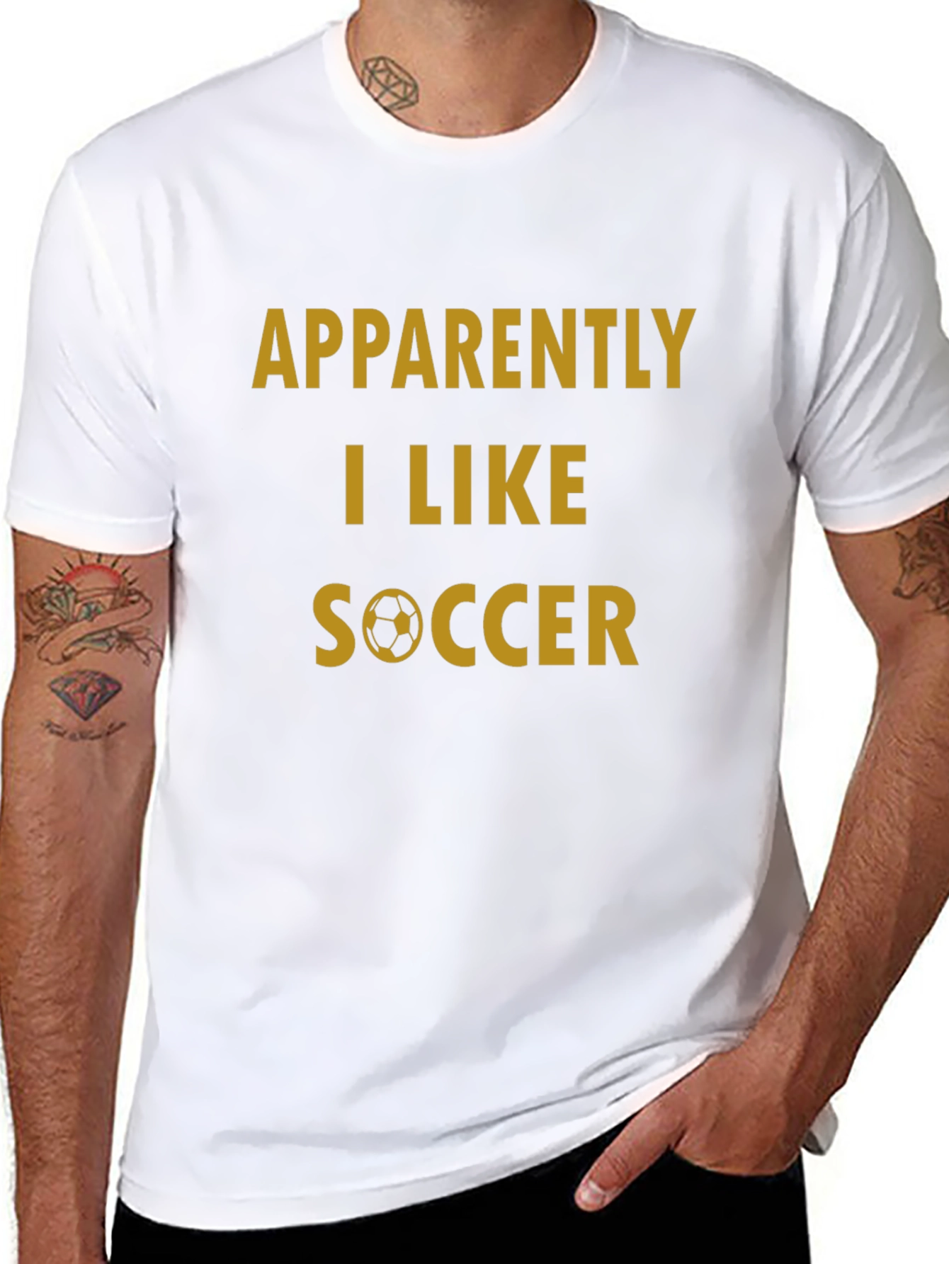 Black Funny Soccer T-Shirt: "Apparently I Like Soccer" view 8