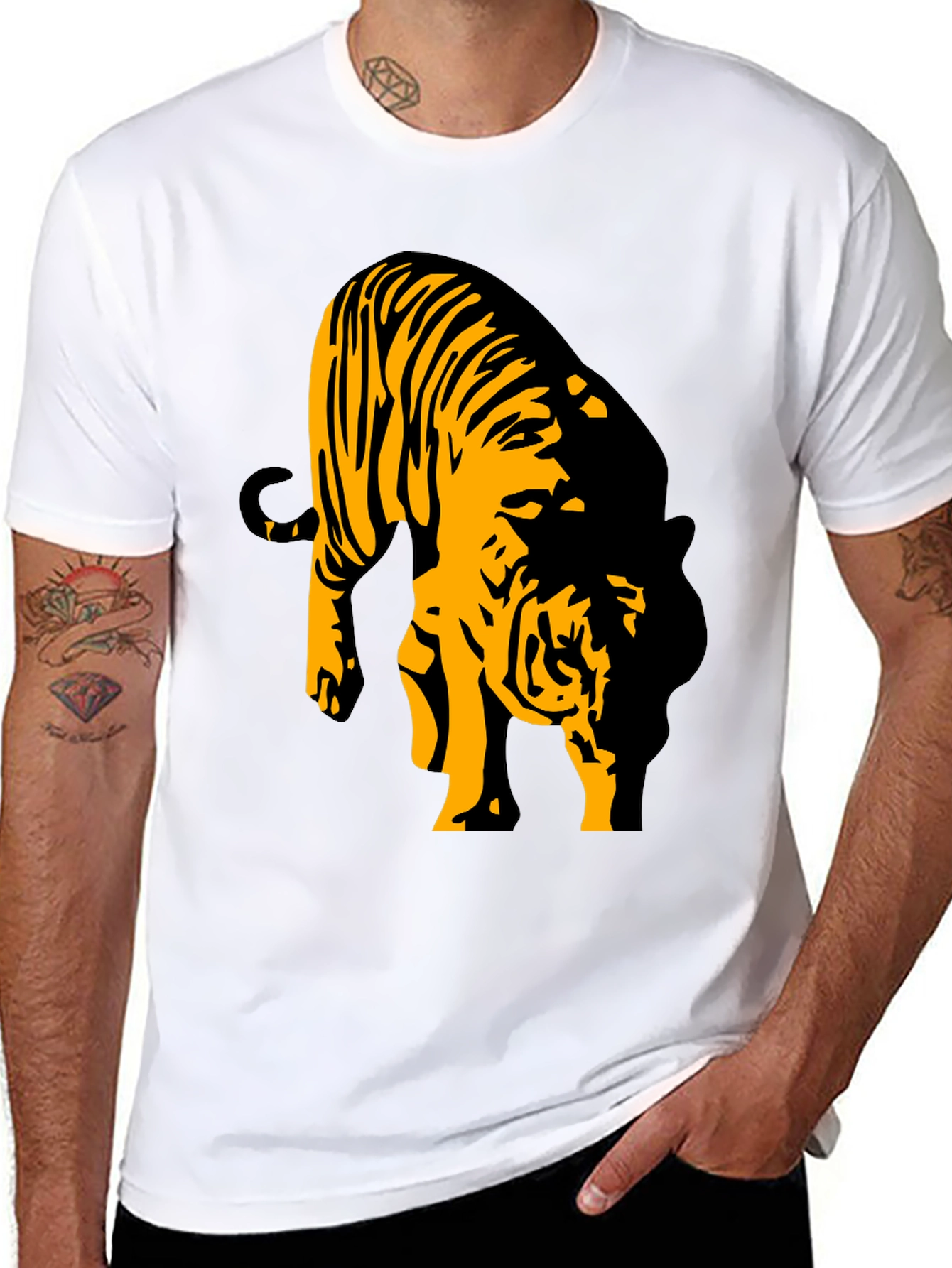 Black Black Tiger Graphic T-Shirt for Men view 8