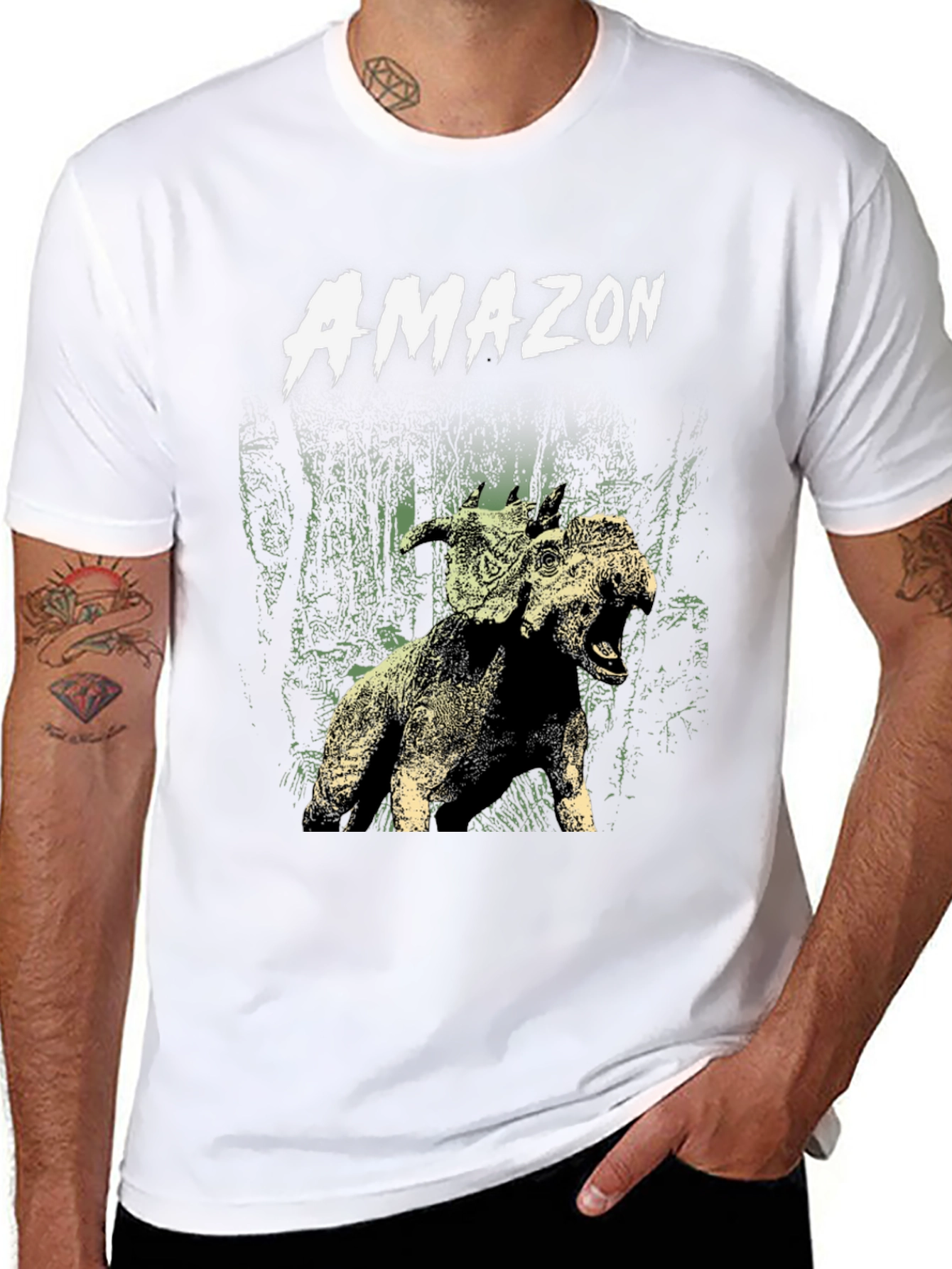 Black Amazon Graphic T-Shirt - Men's Black Tee view 8