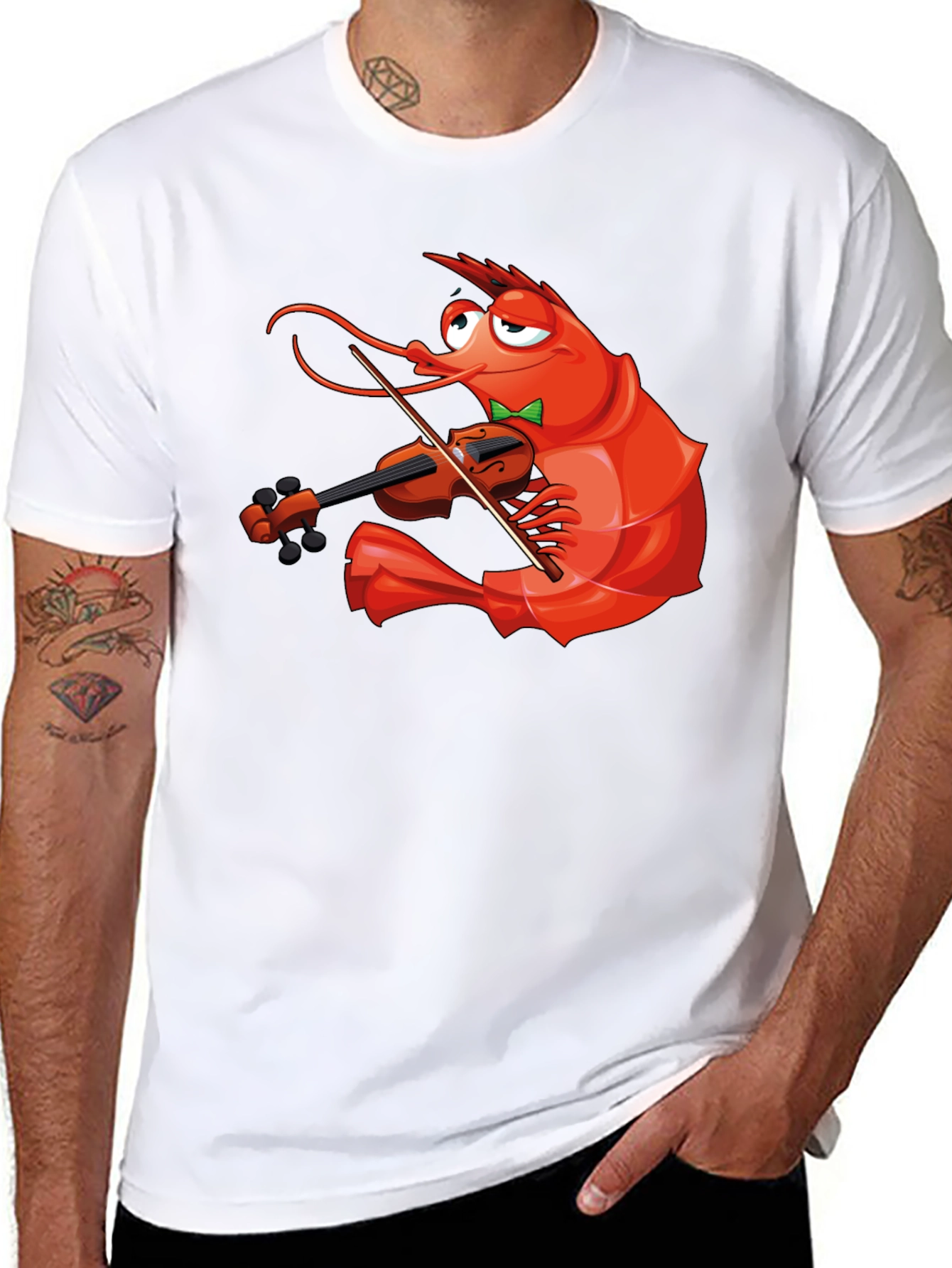 Black Shrimp Violinist T-Shirt - Funny Music Lover Tee view 8