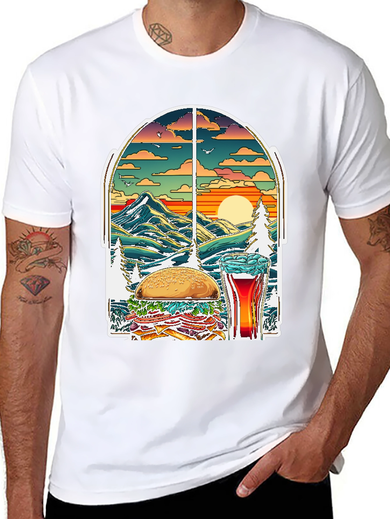Black Burger Beer Nature T-Shirt view 8