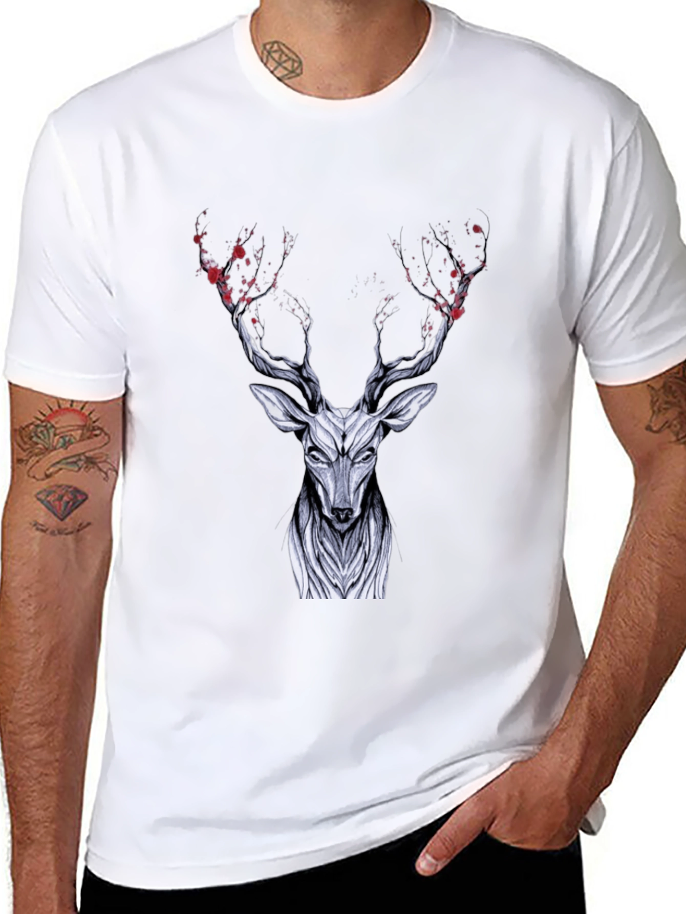 Black Deer Graphic Black T-Shirt view 8