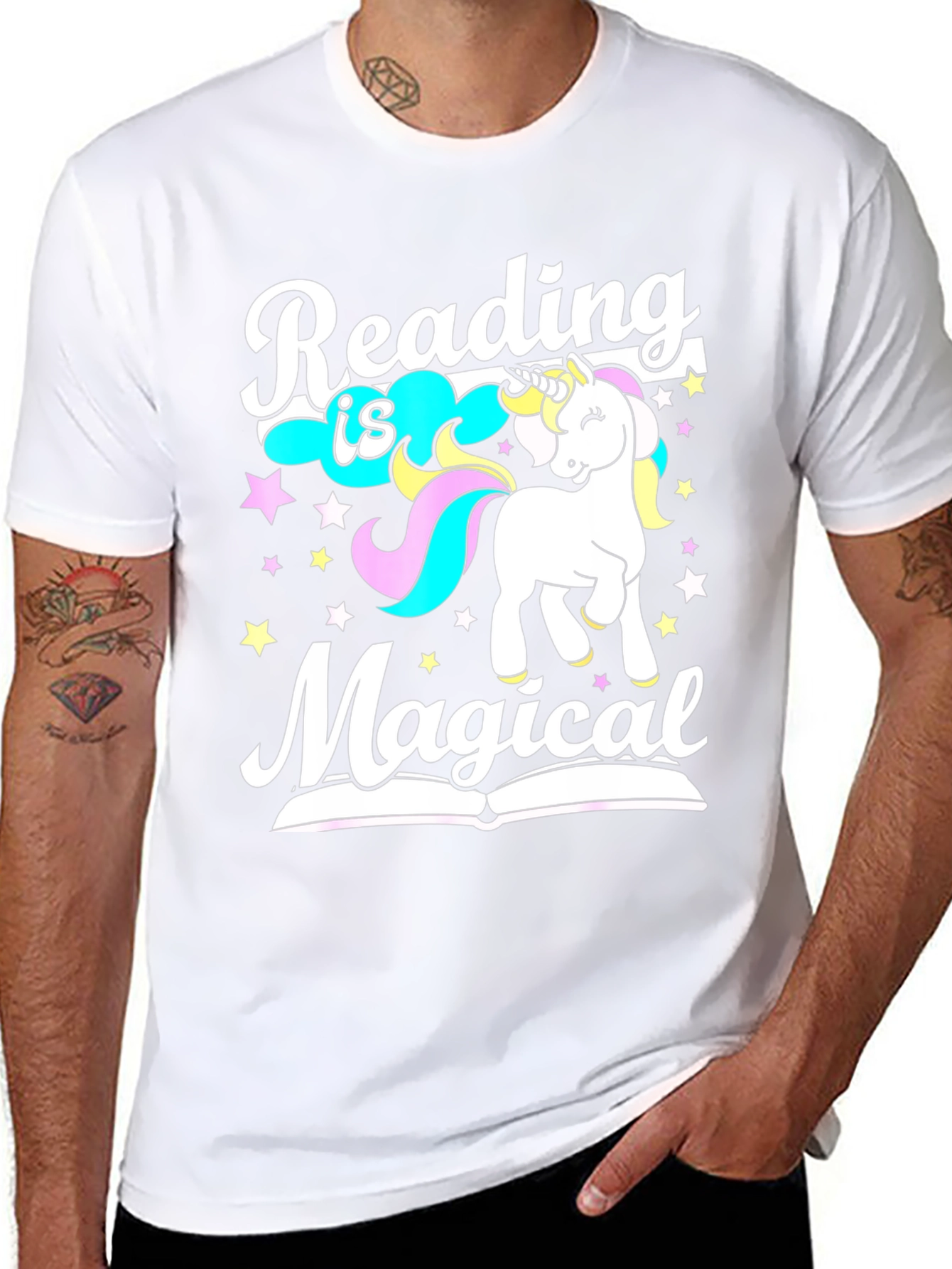 Black Reading is Magical Unicorn Graphic Tee view 8